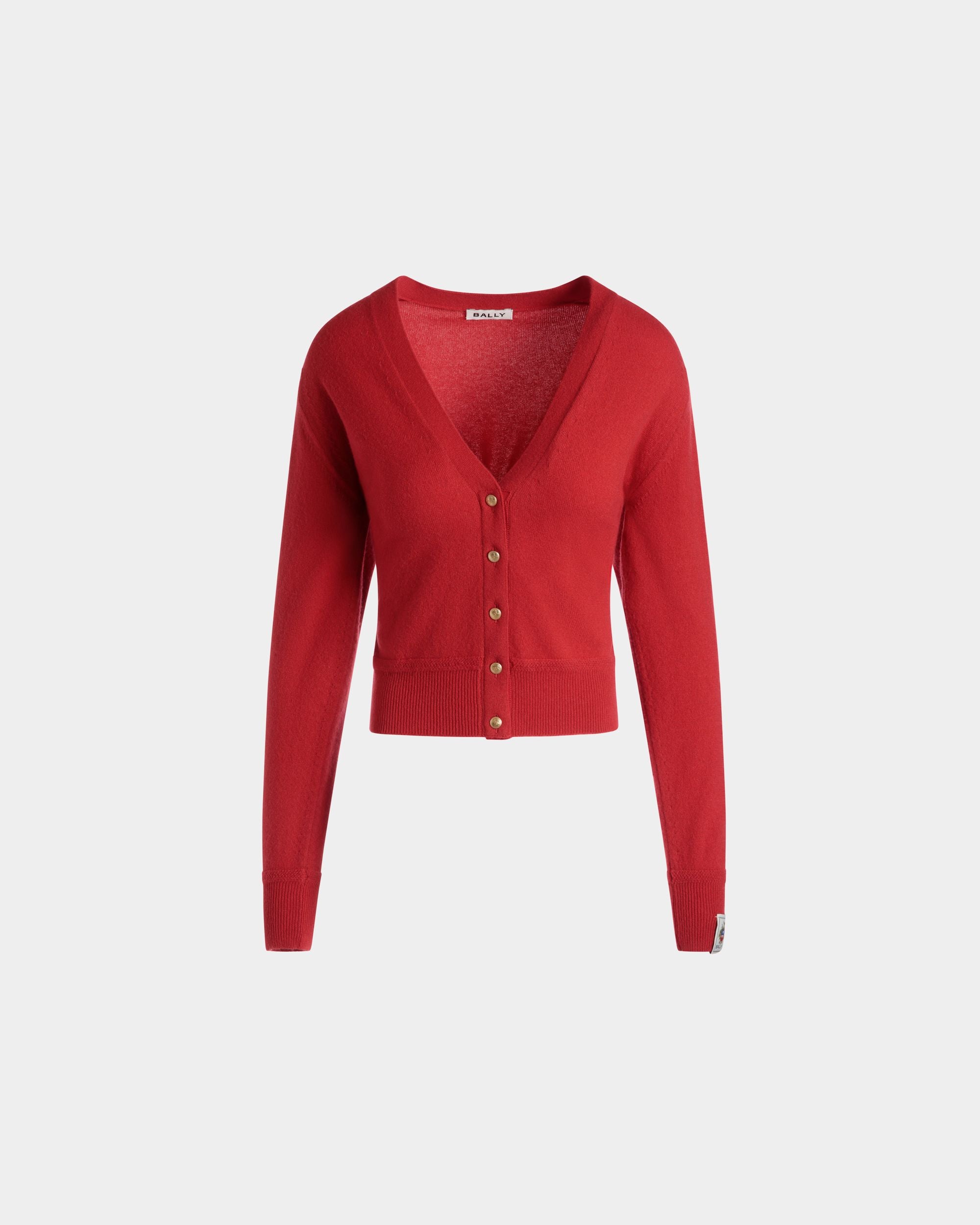 Cardigan In Candy Red Cashmere - Women's - Bally - 01