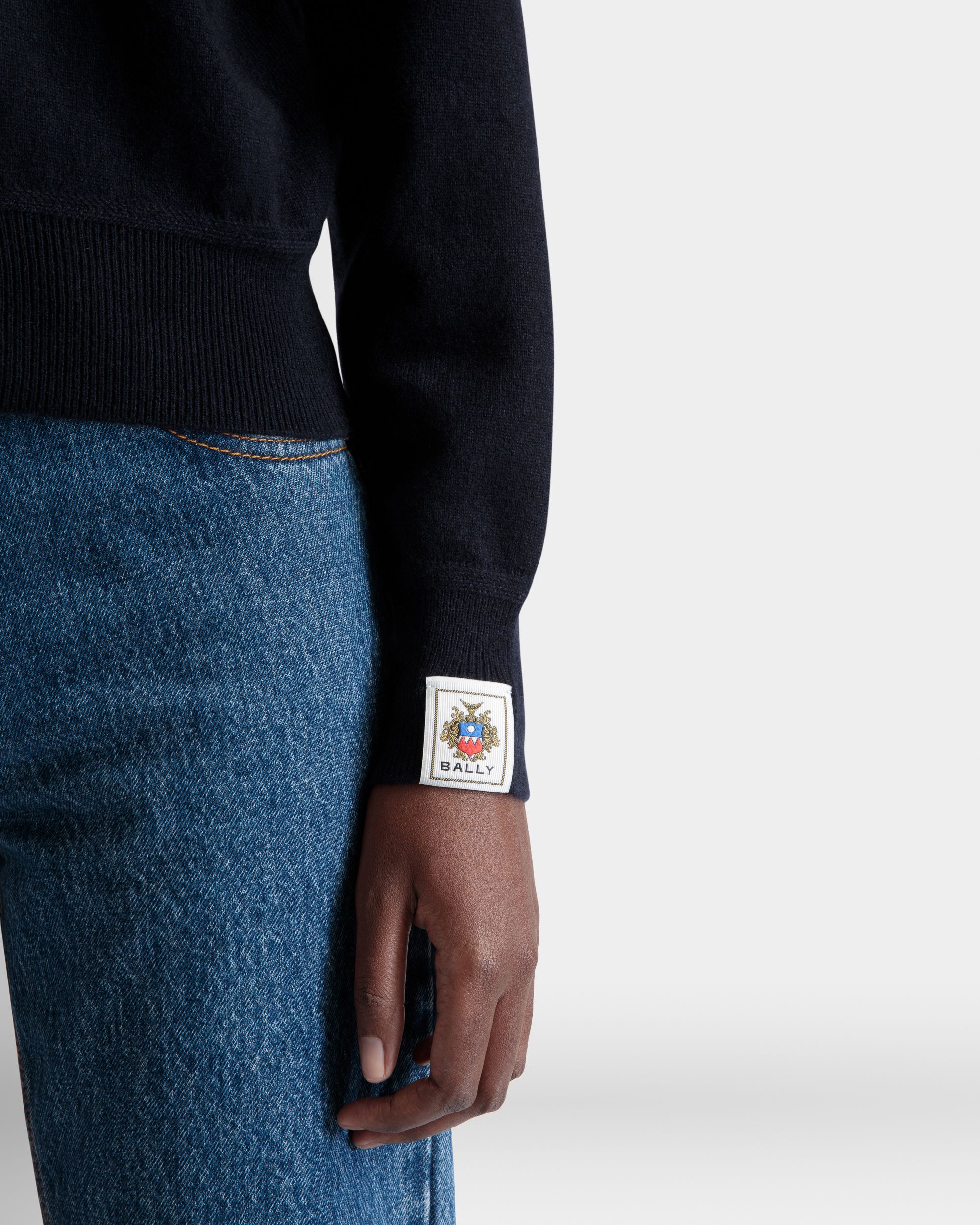 Cardigan In Navy Blue Cashmere - Women's - Bally - 04