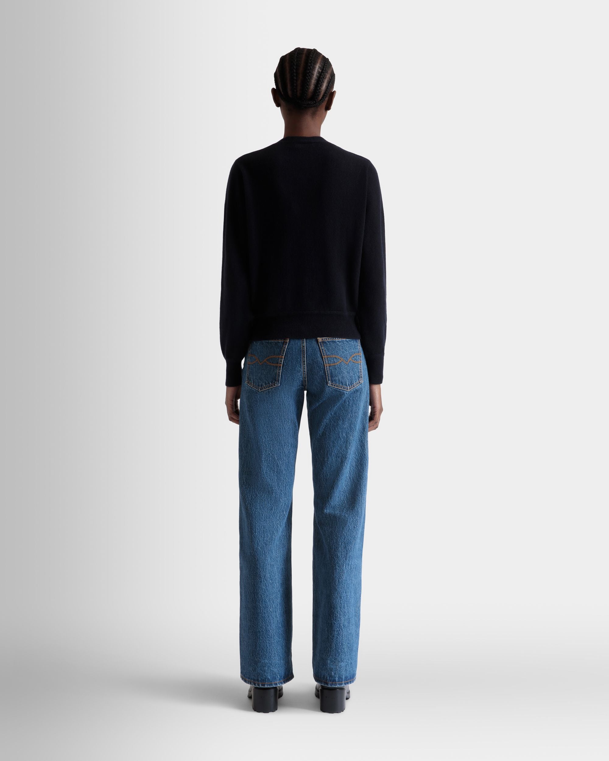 Cardigan In Navy Blue Cashmere - Women's - Bally - 07