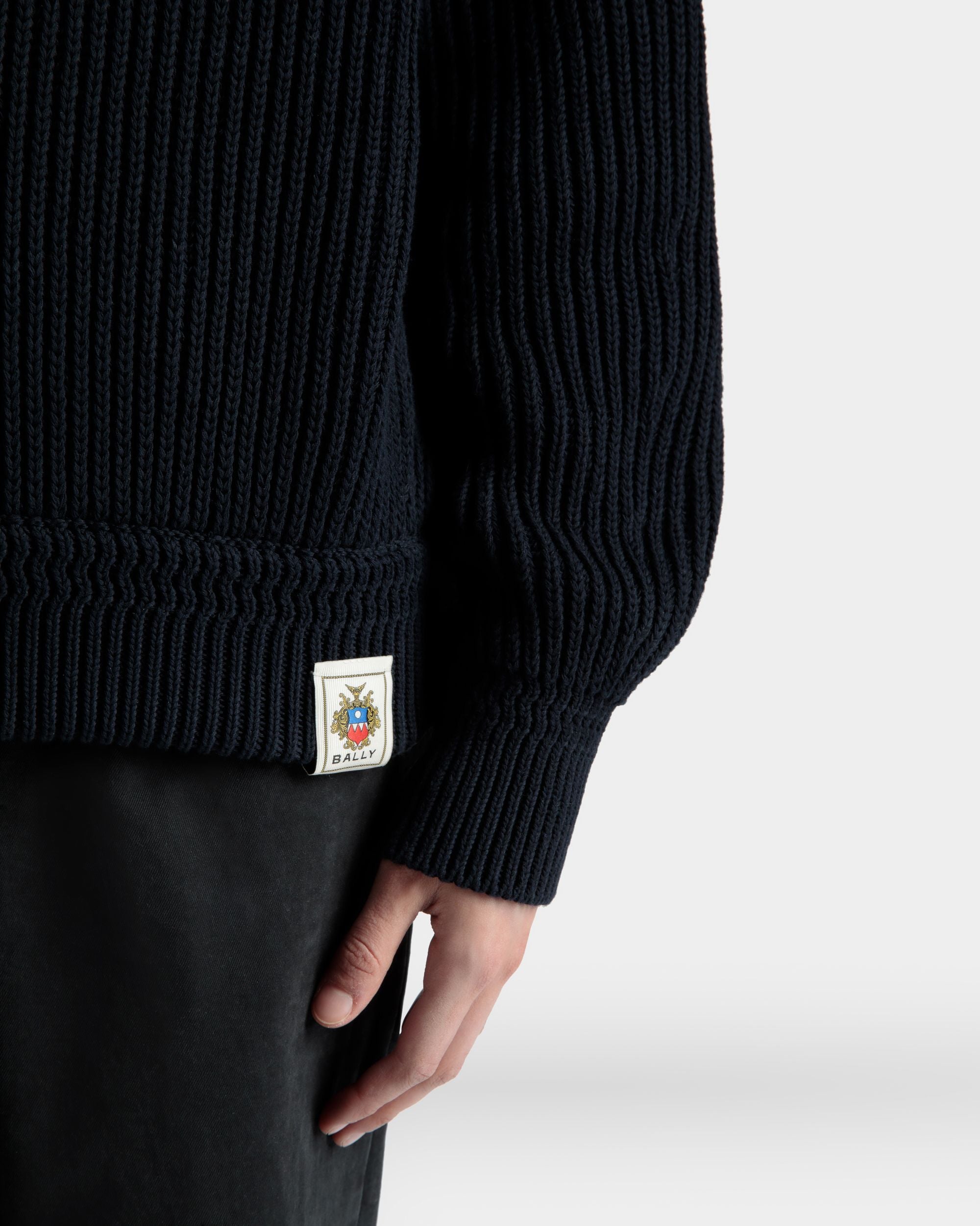 Turtle Neck in Navy Blue Cotton - Women's - Bally - 04