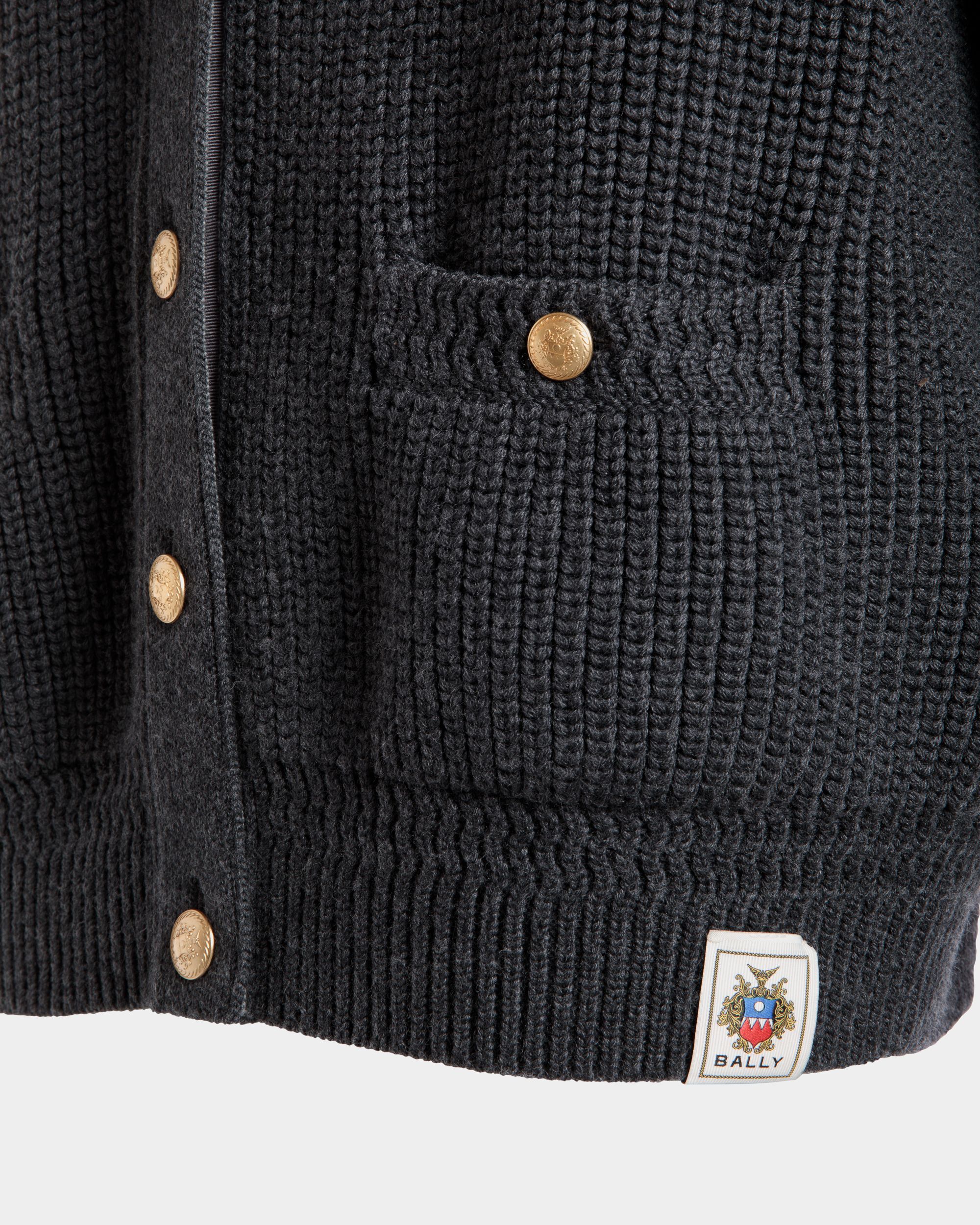 Cardigan In Dark Grey Wool - Women's - Bally - 05