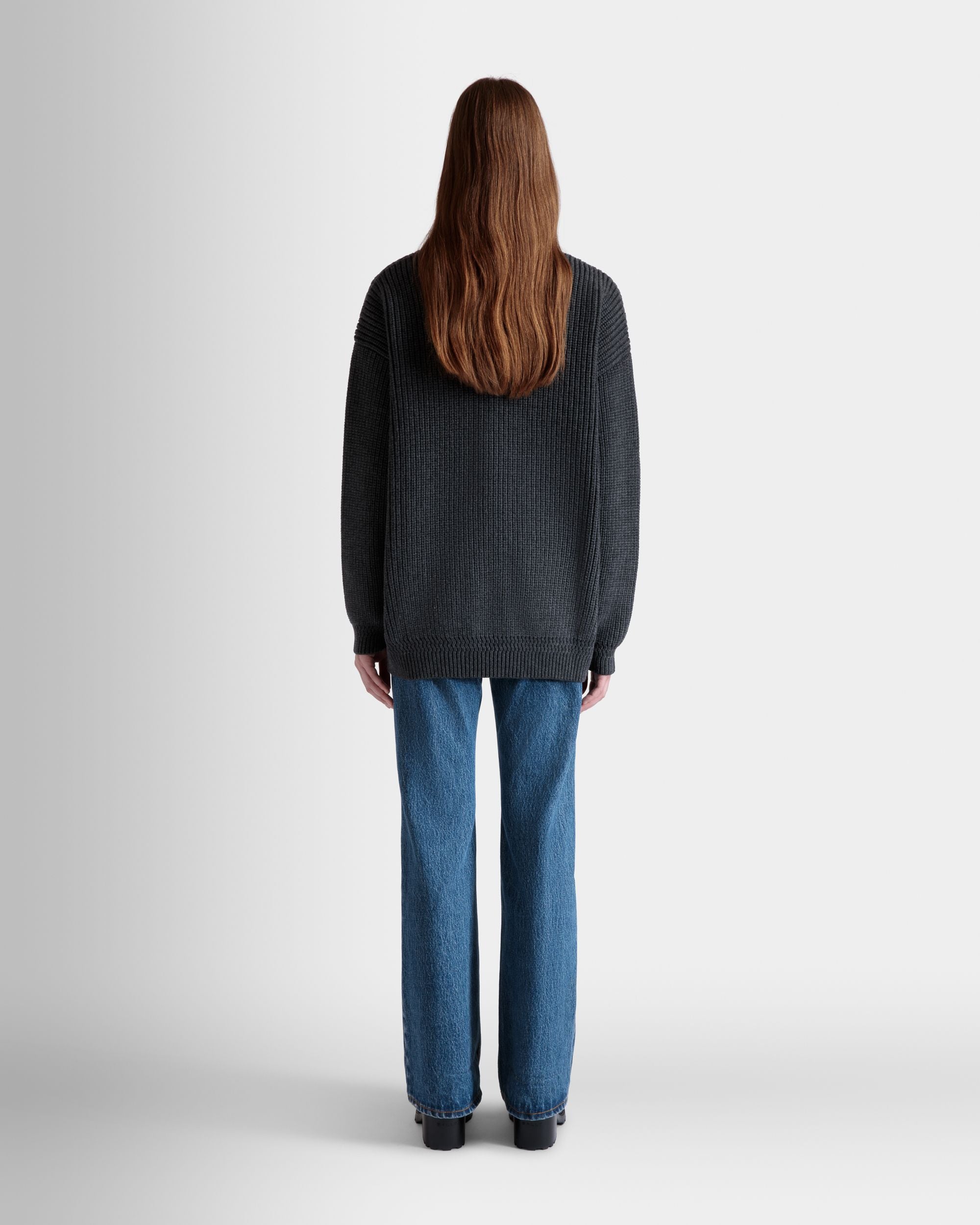 Cardigan In Dark Grey Wool - Women's - Bally - 07