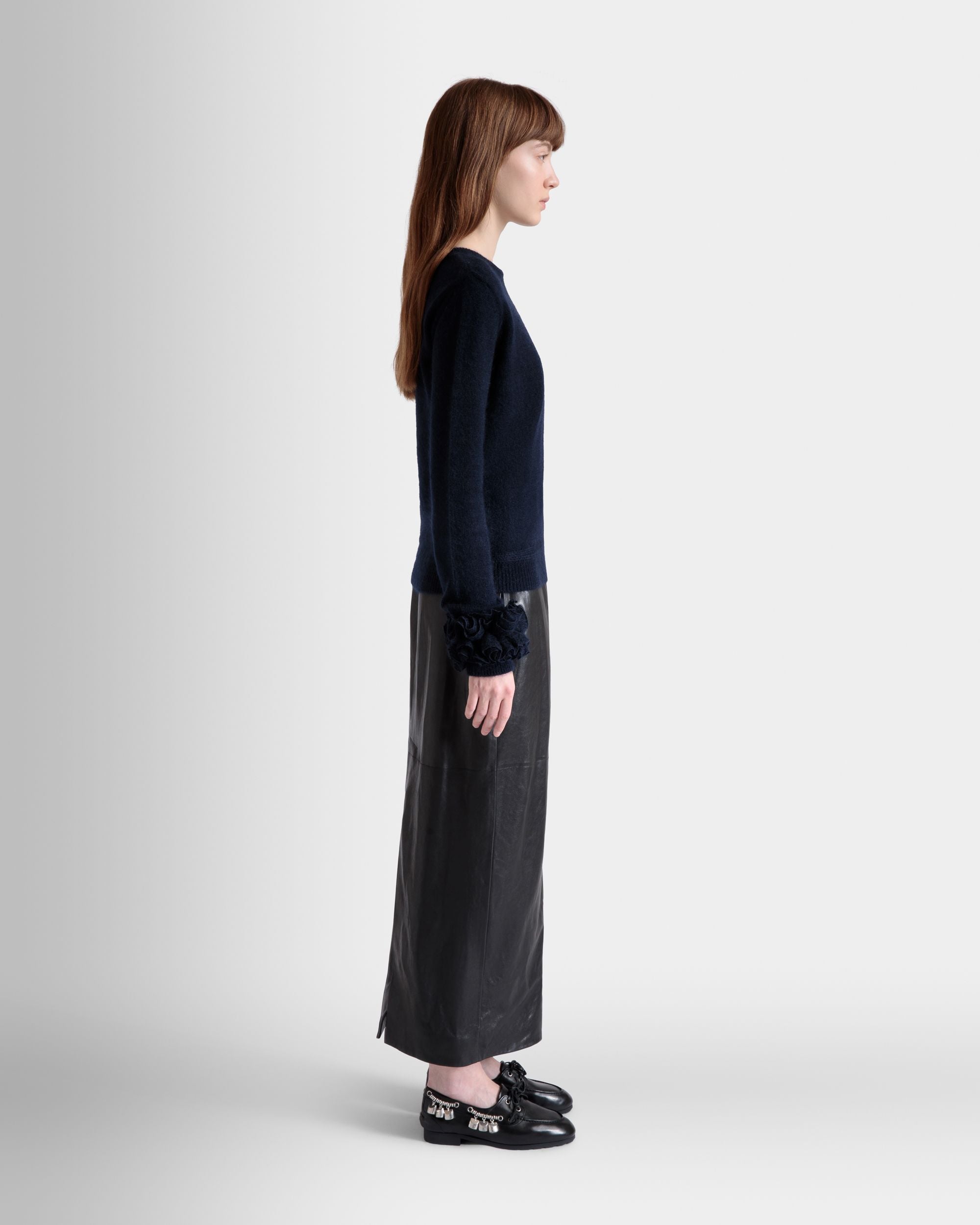 Knit Top In Navy Blue Mohair And Silk - Women's - Bally - 05