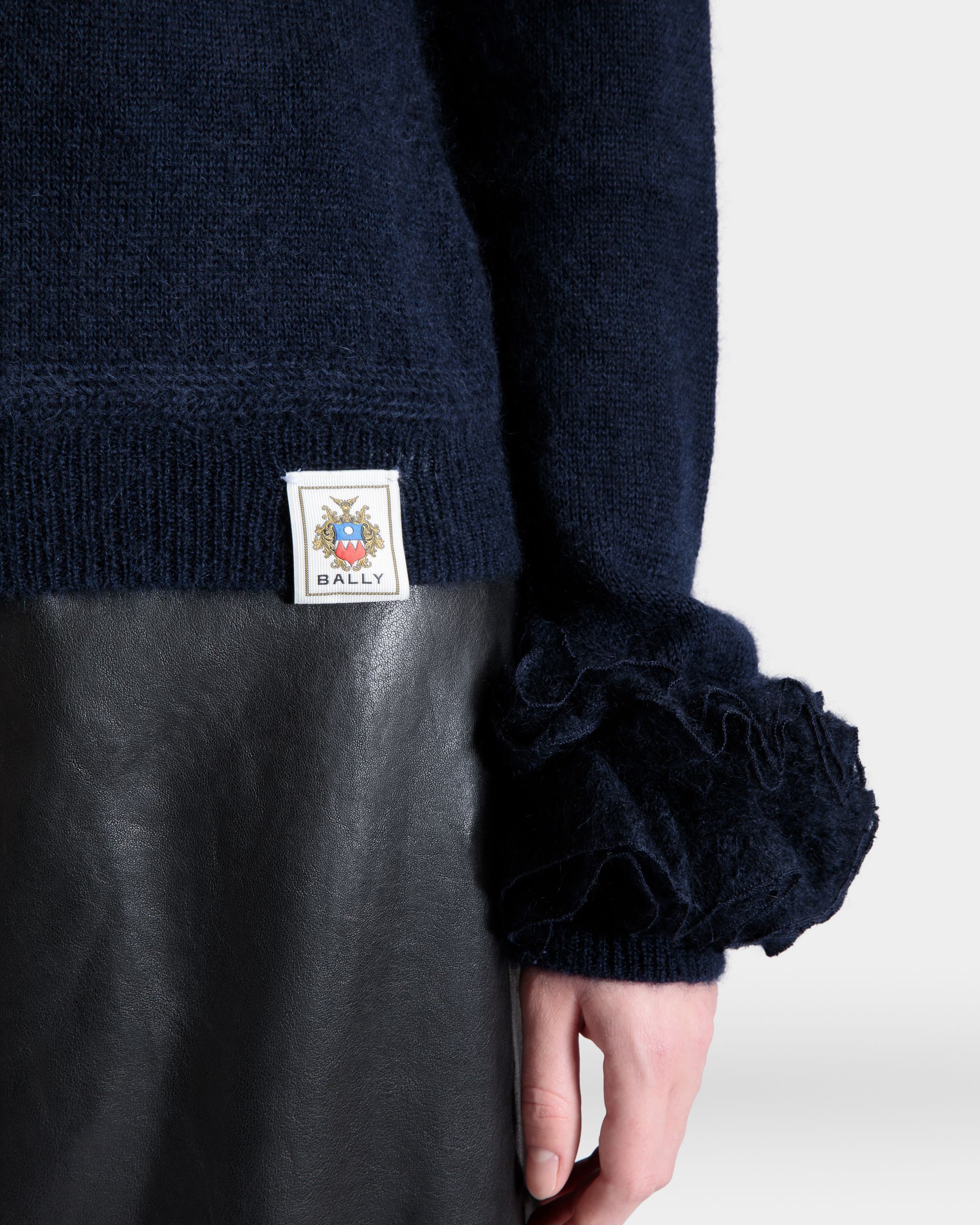 Knit Top In Navy Blue Mohair And Silk - Women's - Bally - 08