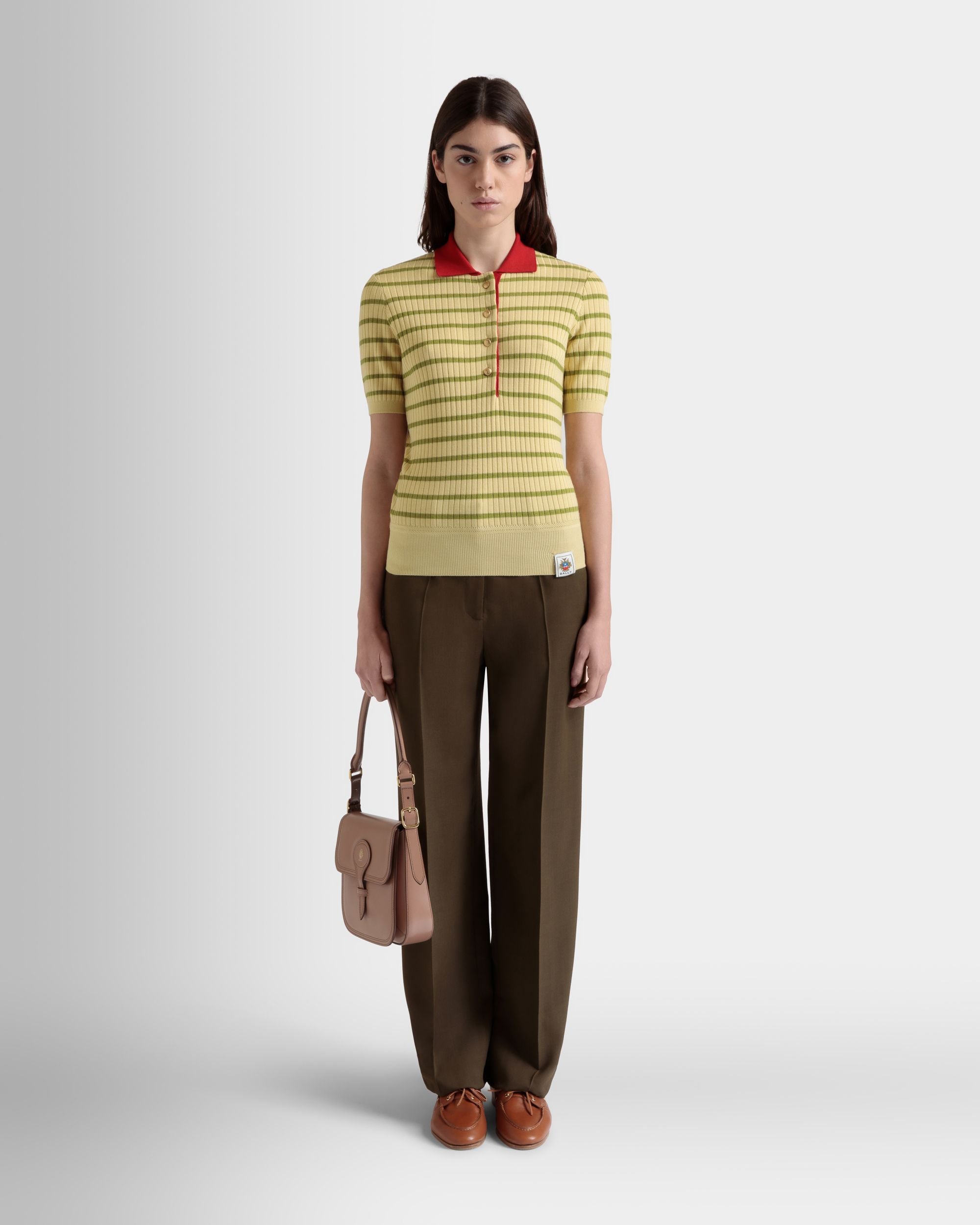 Knit Polo in a Dusty Yellow Wool Blend - Women's - Bally - 02