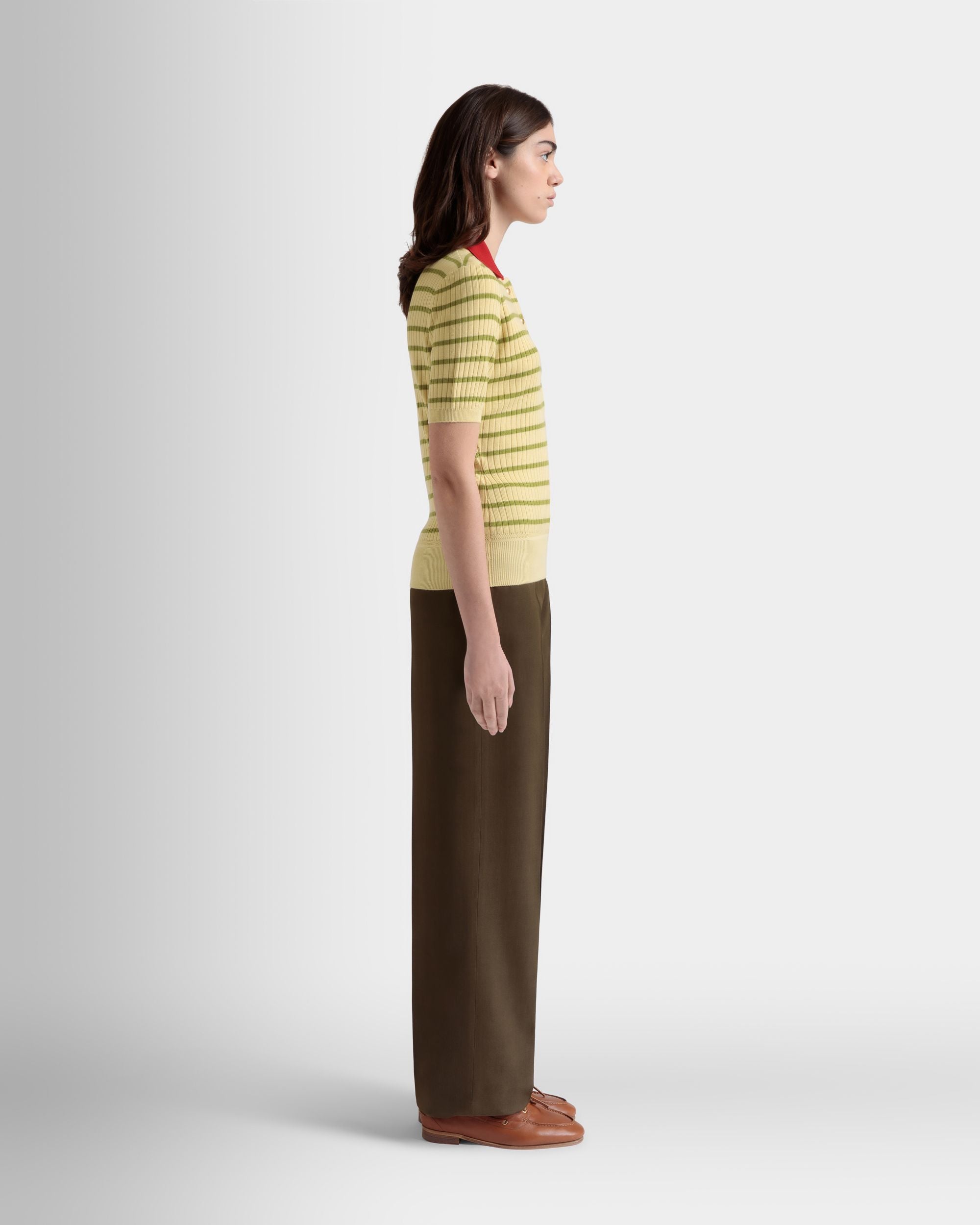 Knit Polo in a Dusty Yellow Wool Blend - Women's - Bally - 05