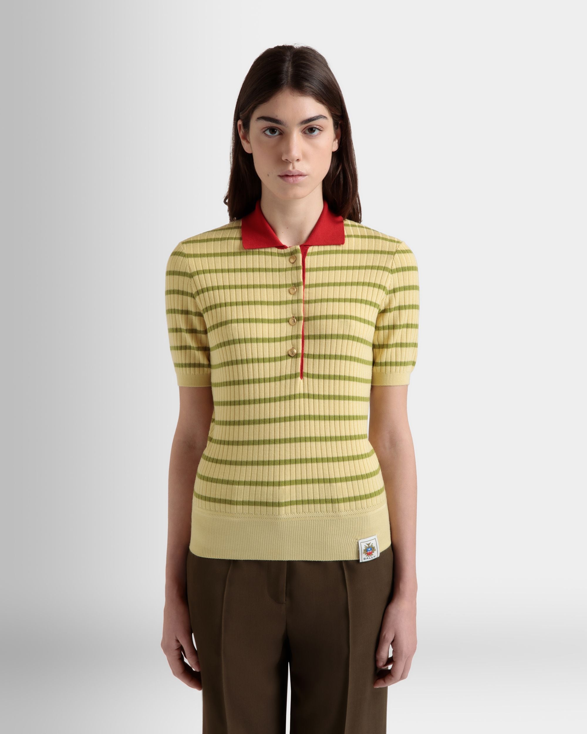 Knit Polo in a Dusty Yellow Wool Blend - Women's - Bally - 08