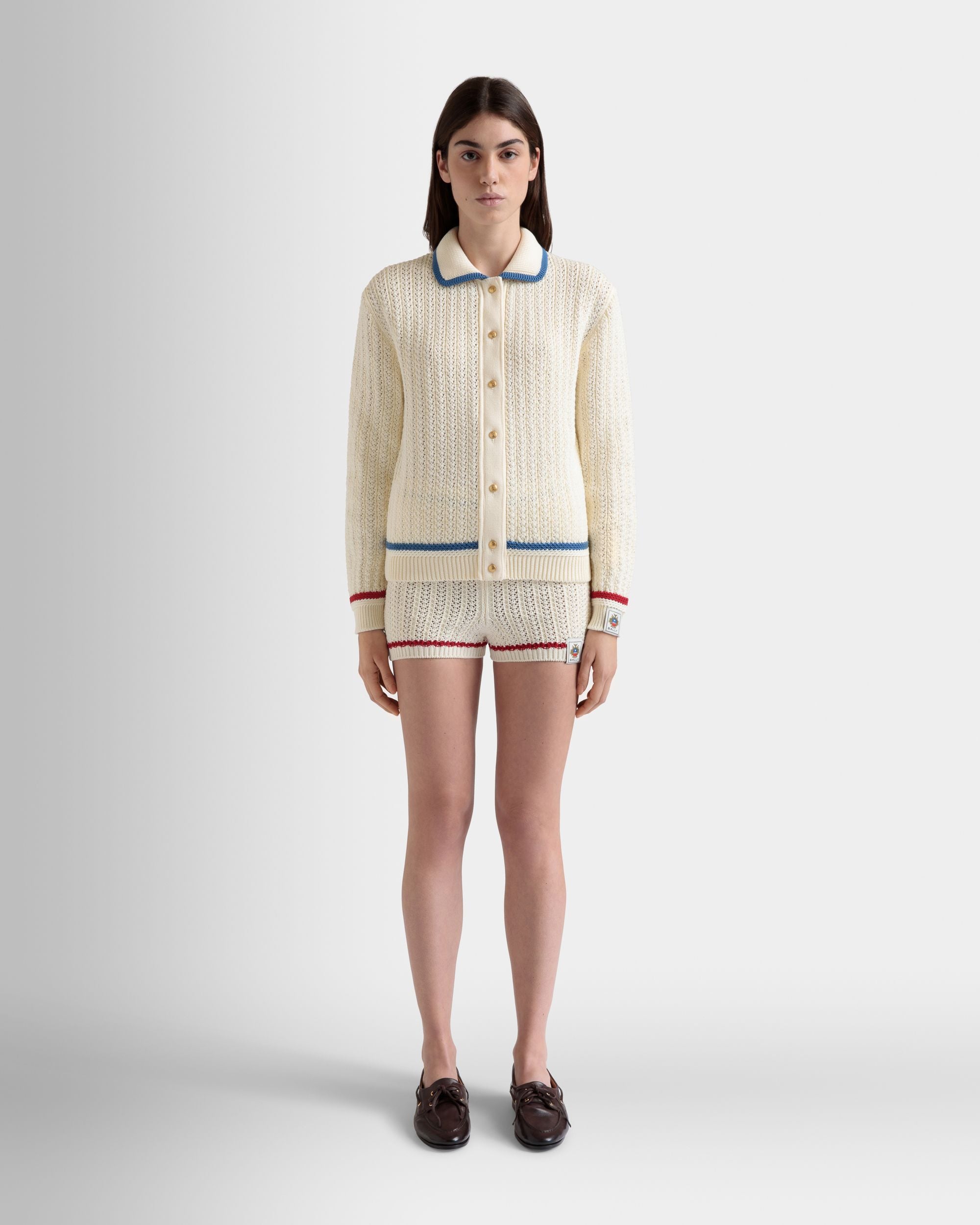 Cardigan in Ivory Cotton - Women's - Bally - 02