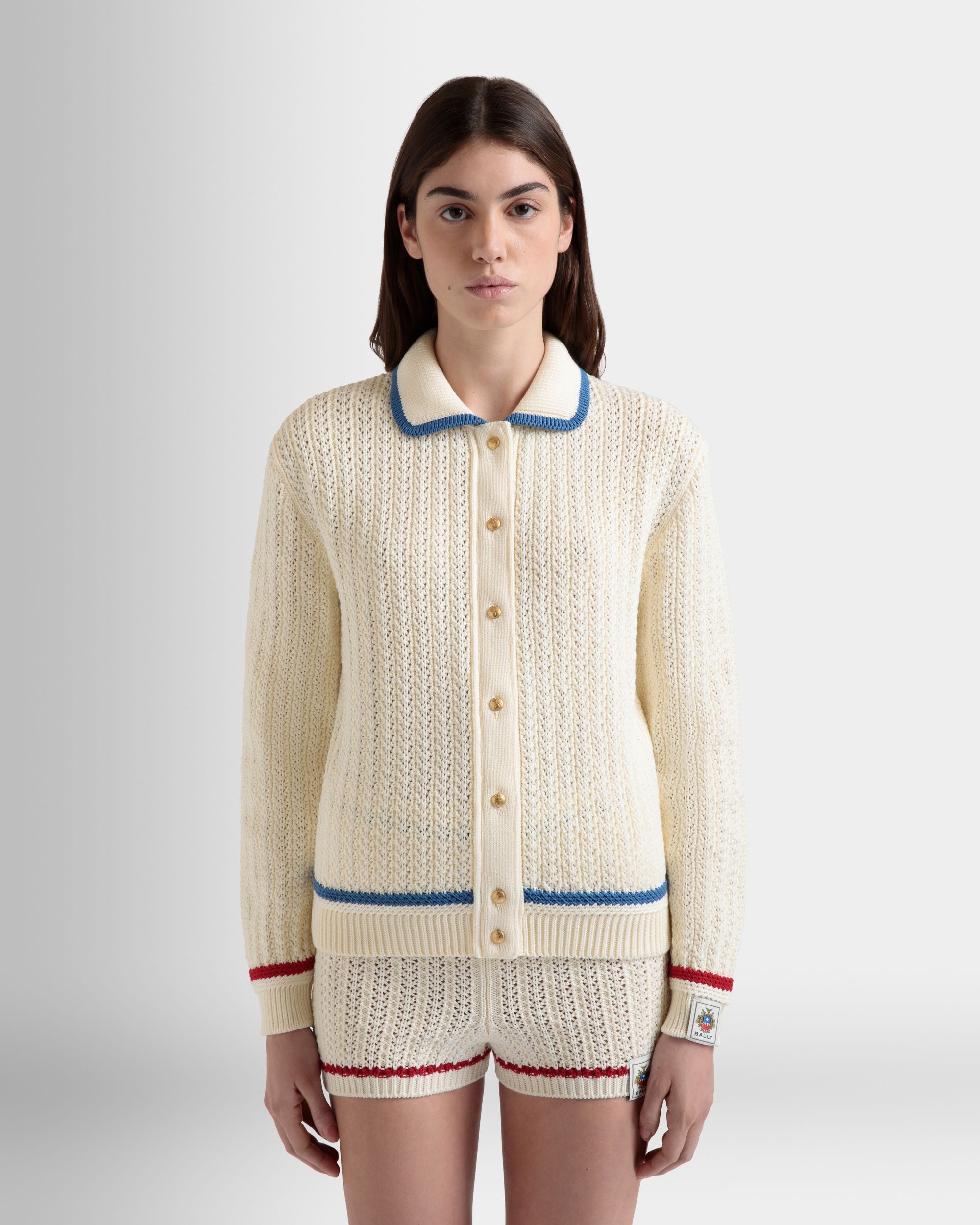 Cardigan in Ivory Cotton - Women's - Bally - 08