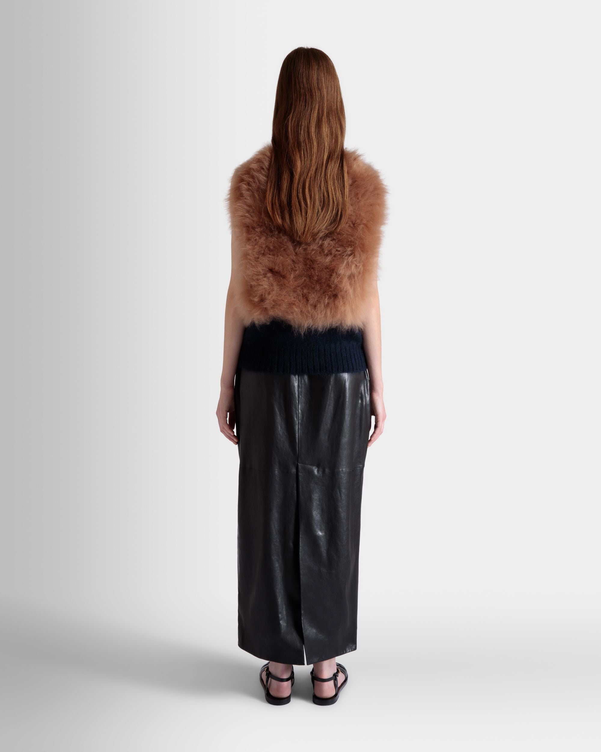 Knit Vest In Navy Blue And Praline Beige Mohair And Silk - Women's - Bally - 06