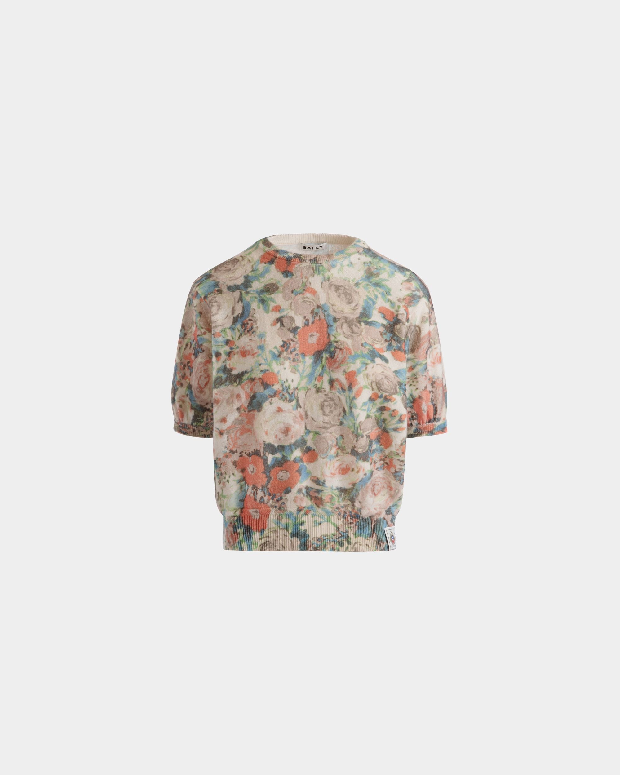 Knit Top with a Rosengarten Print in Multicolor Cashmere - Women's - Bally - 01