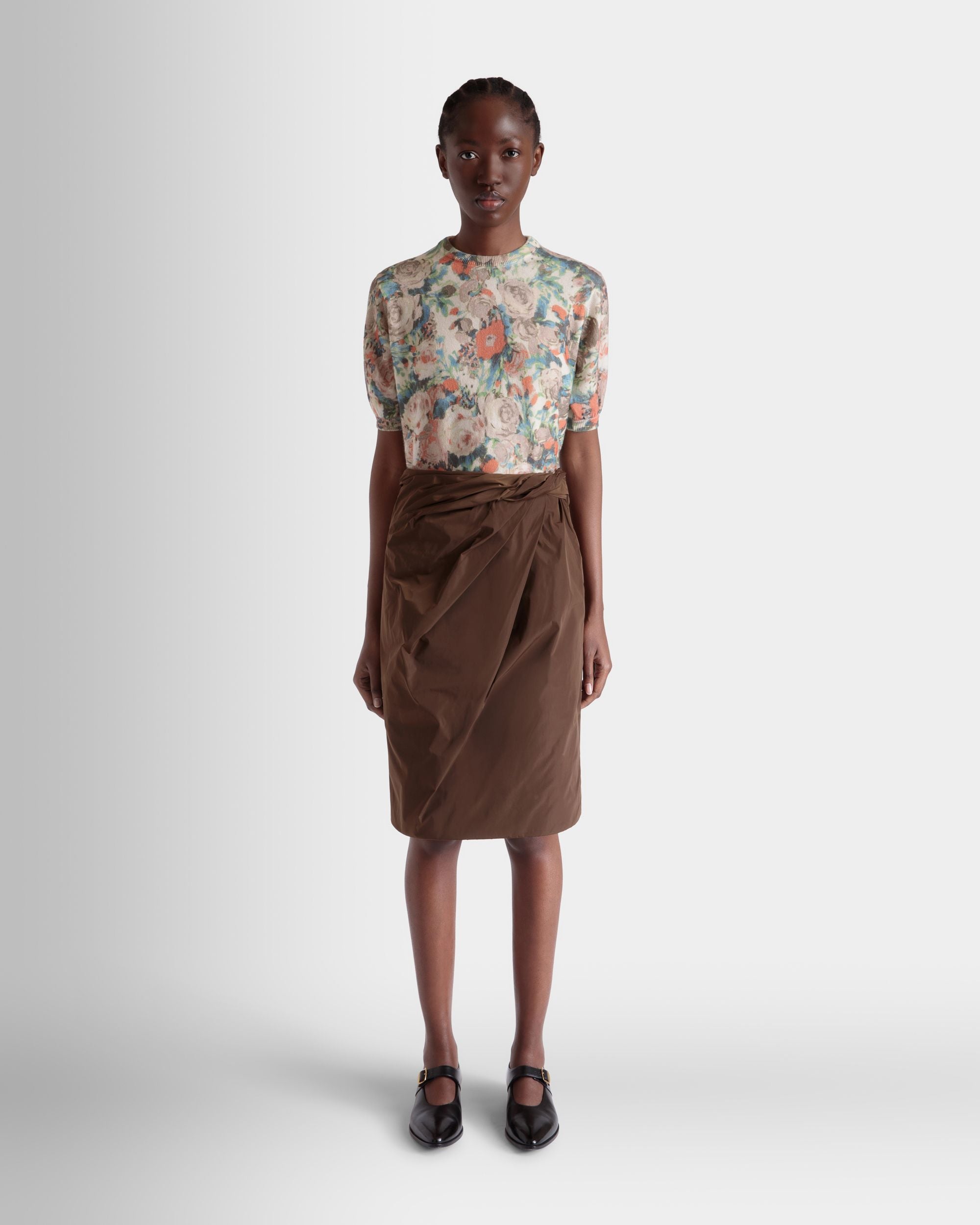 Knit Top with a Rosengarten Print in Multicolor Cashmere - Women's - Bally - 02