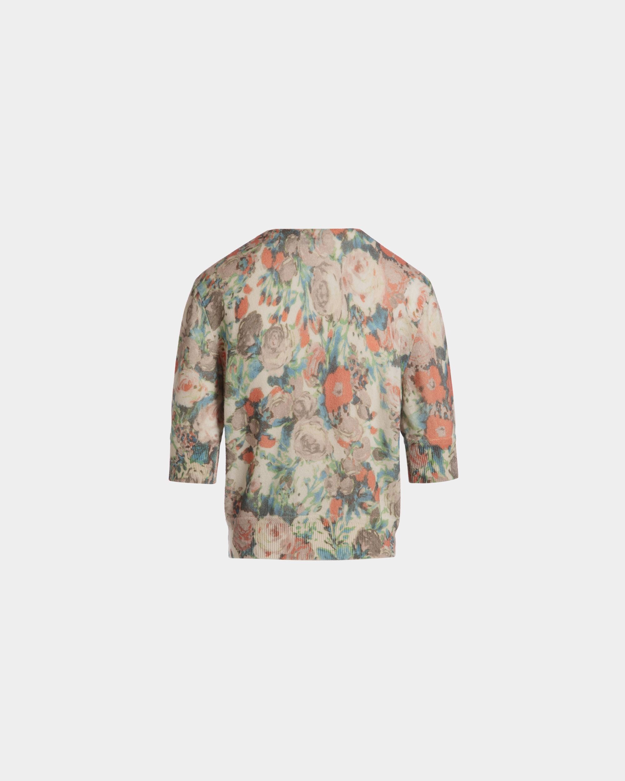 Cardigan with a Rosengarten Print in Multicolor Cashmere - Women's - Bally - 03