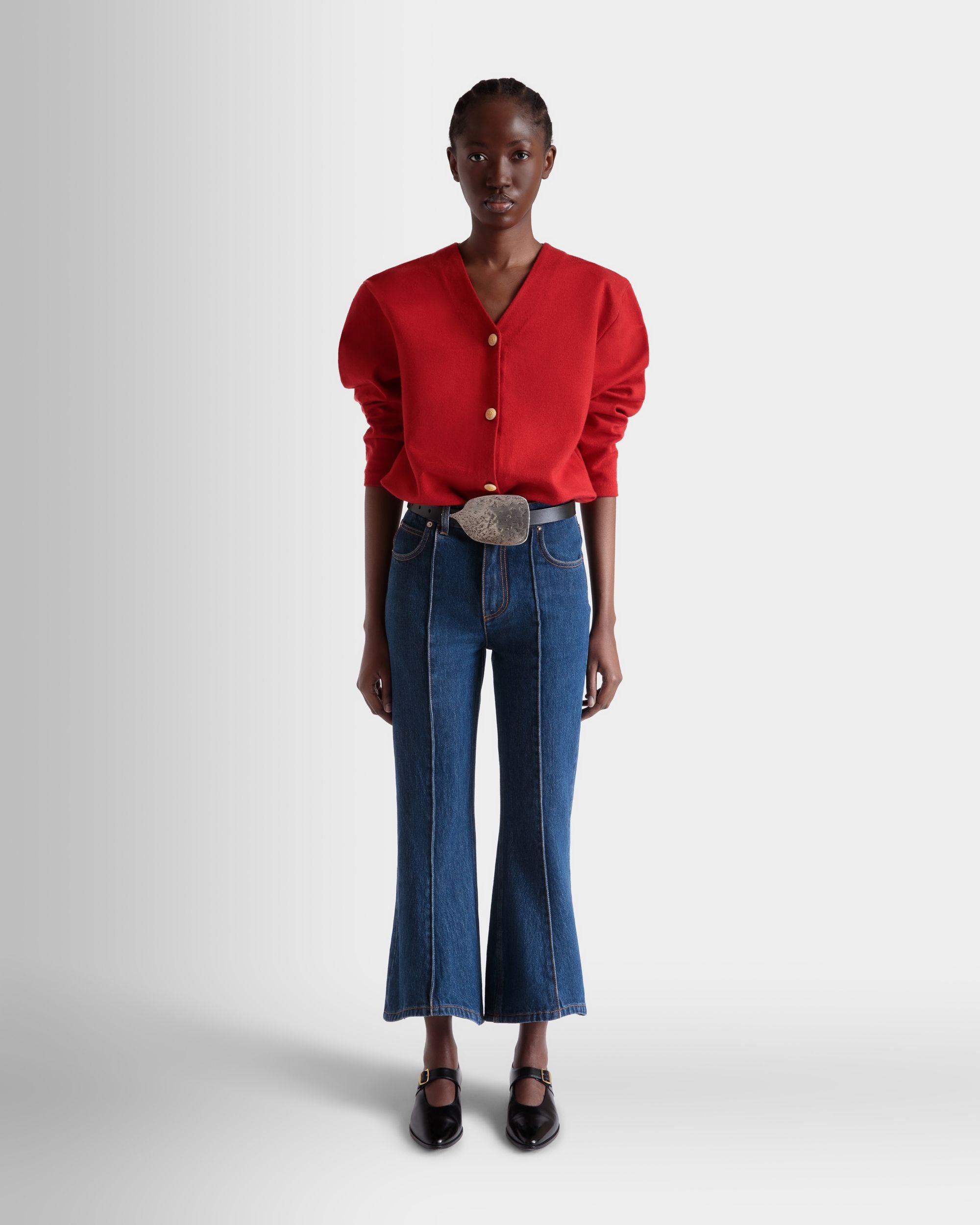 Cardigan in a Red Wool And Silk Blend - Women's - Bally - 02