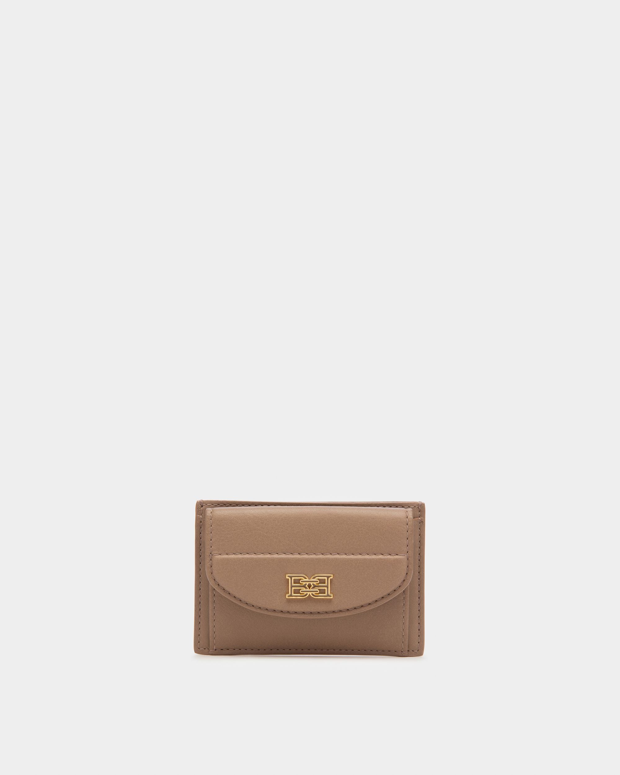 Belky Leather Card Holder In Taupe - Women's - Bally - 01