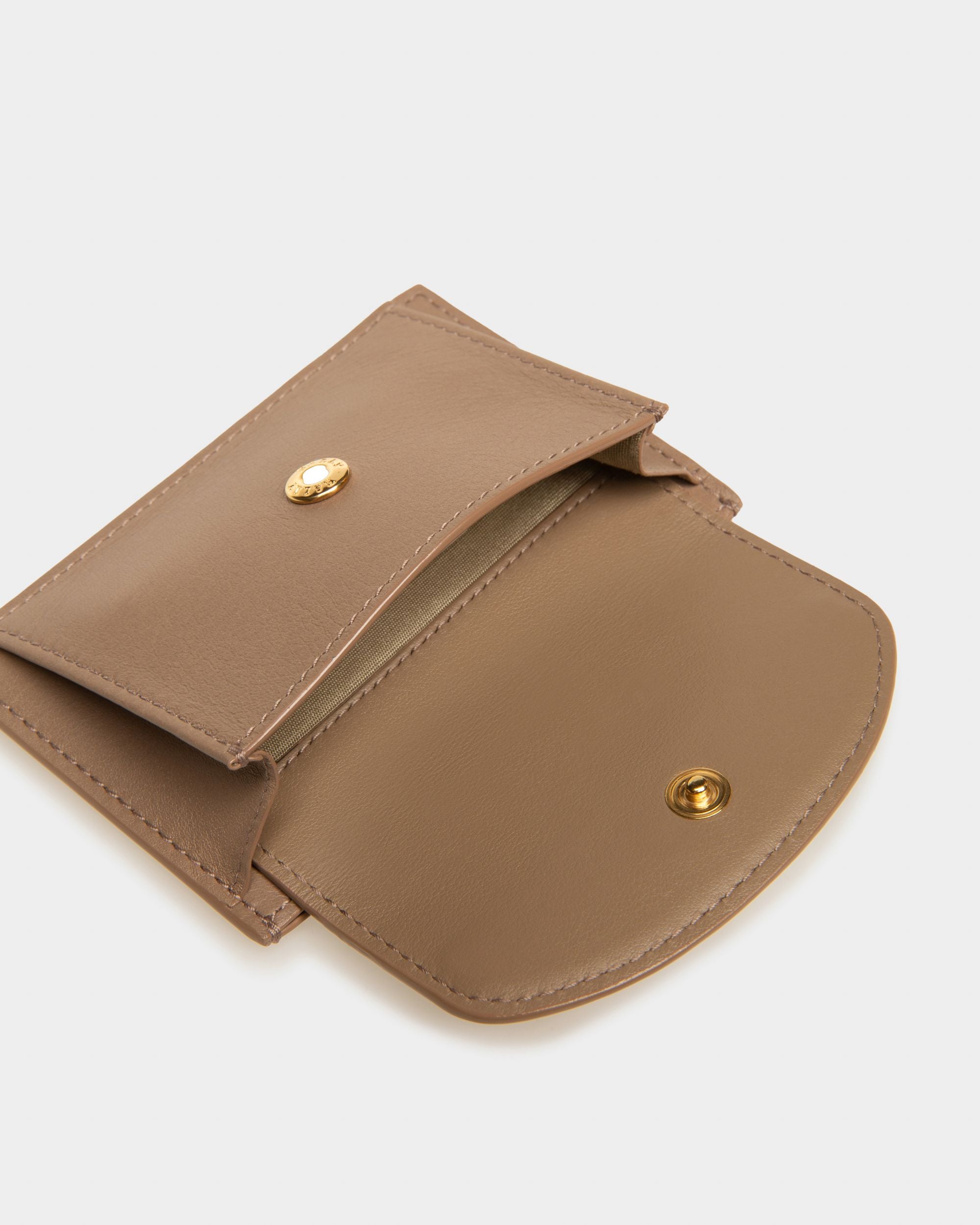 Belky Leather Card Holder In Taupe - Women's - Bally - 04