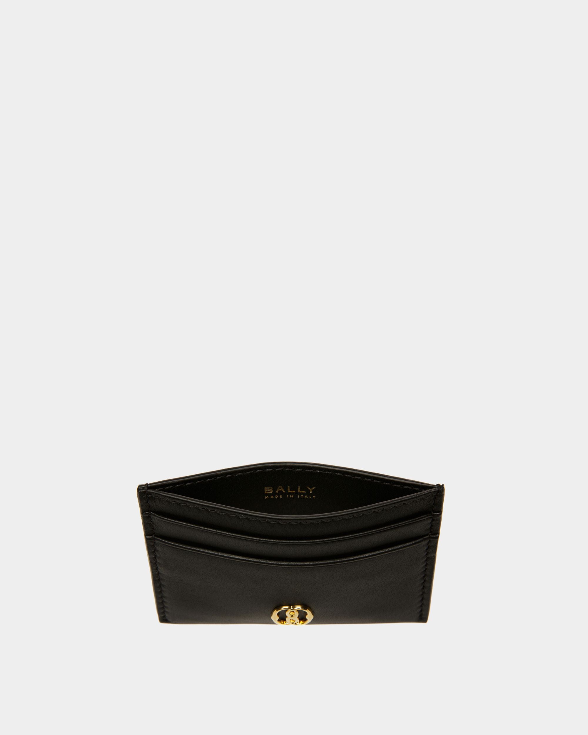 Emblem Card Holder In Black Leather - Women's - Bally - 03