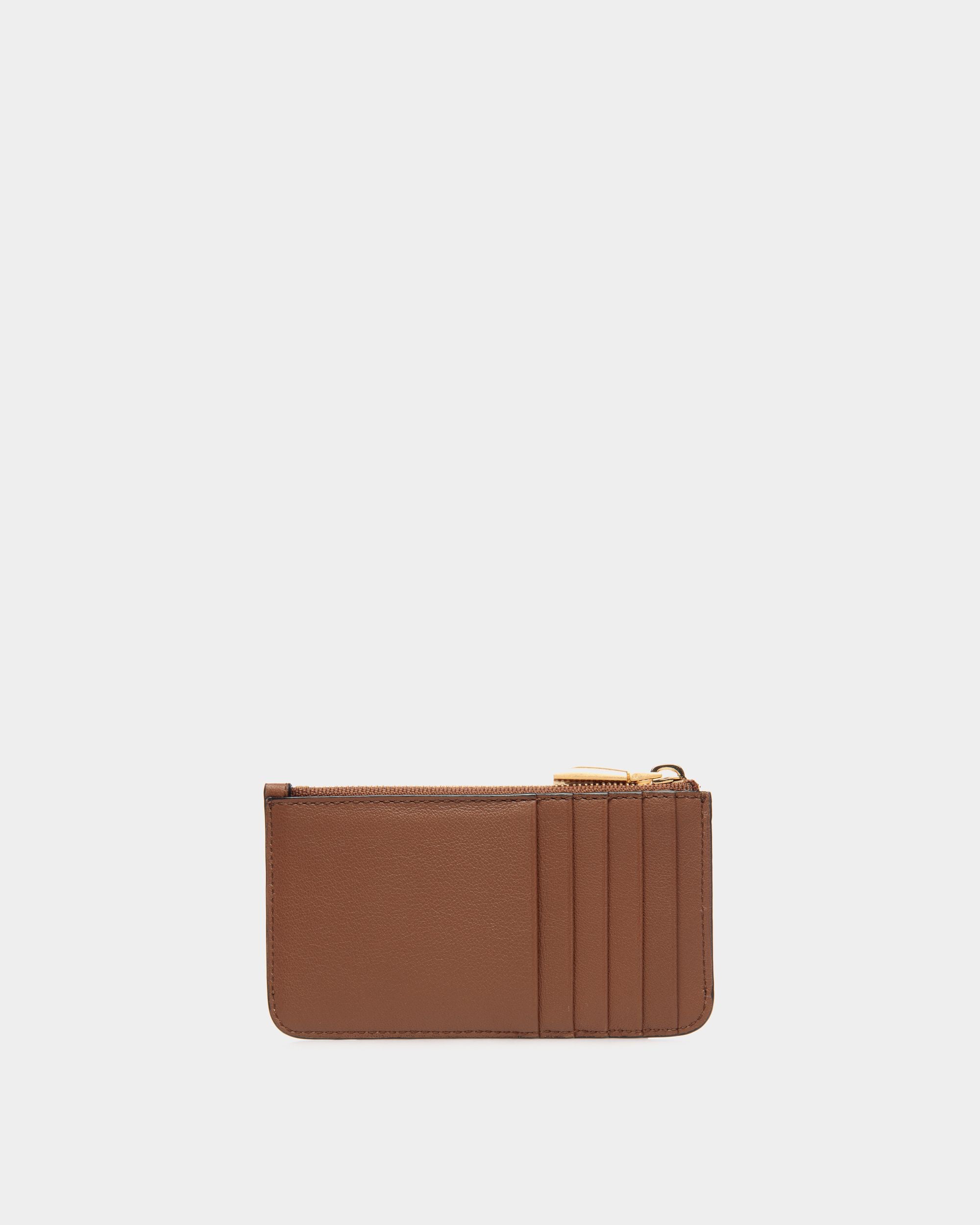 Code Zipped Card Holder In Brown Leather - Women's - Bally - 02