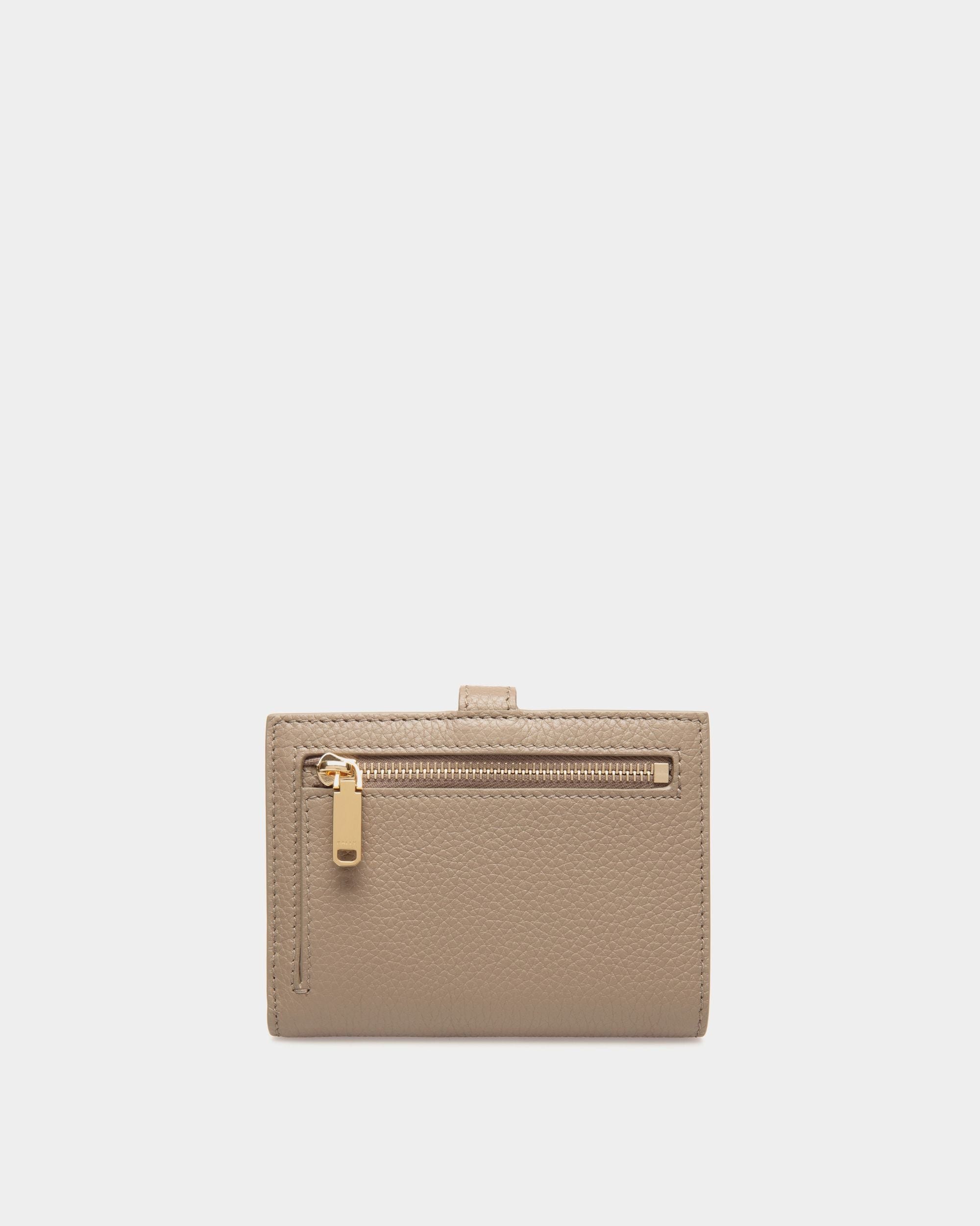Lock Me Wallet In Taupe Grained Leather - Women's - Bally - 02