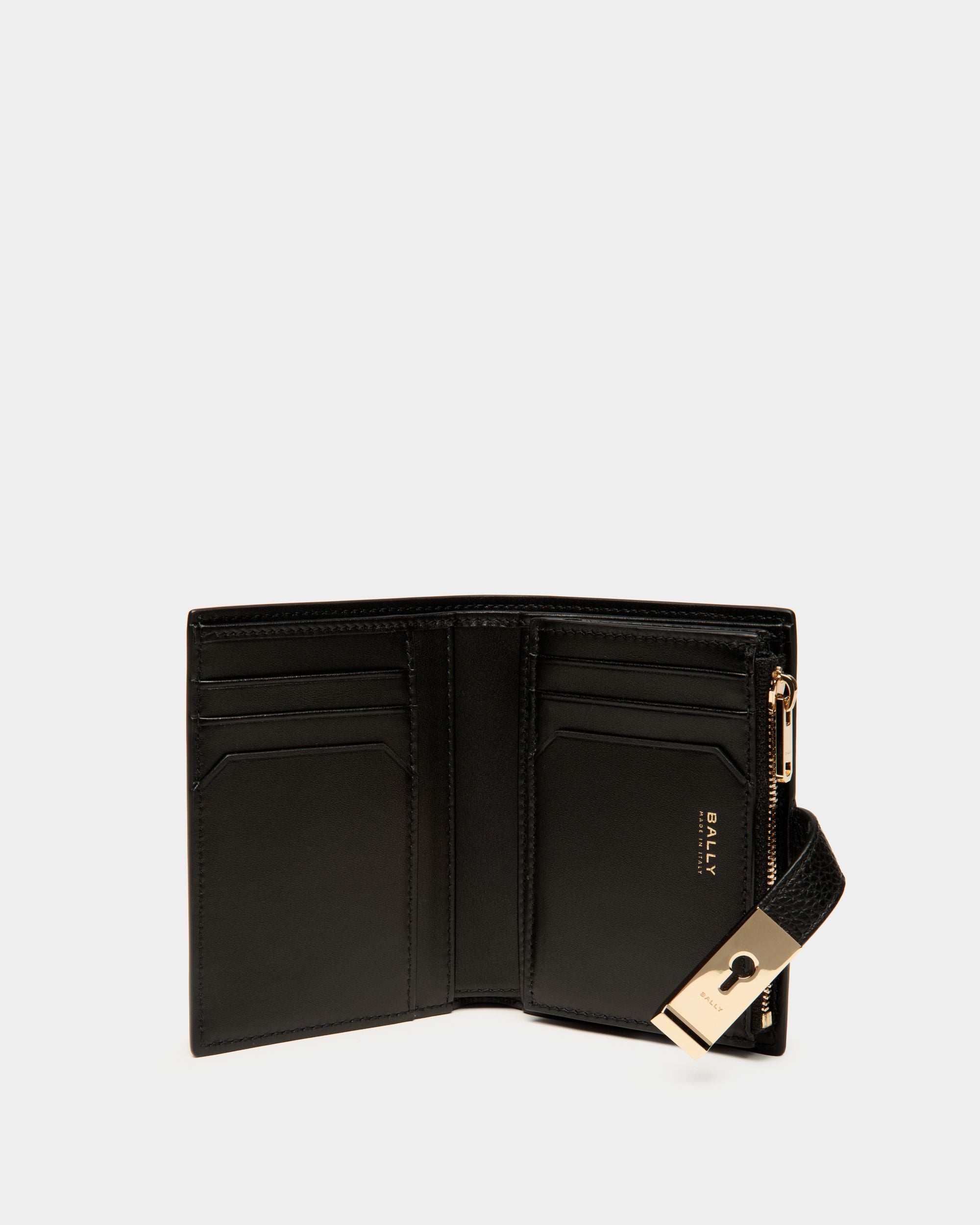 Lock Me Wallet In Black Grained Leather - Women's - Bally - 03
