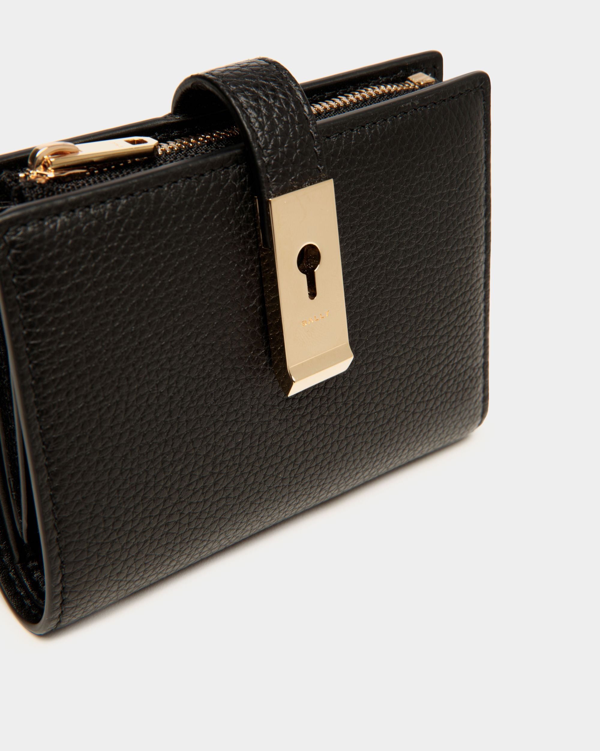 Lock Me Wallet In Black Grained Leather - Women's - Bally - 04