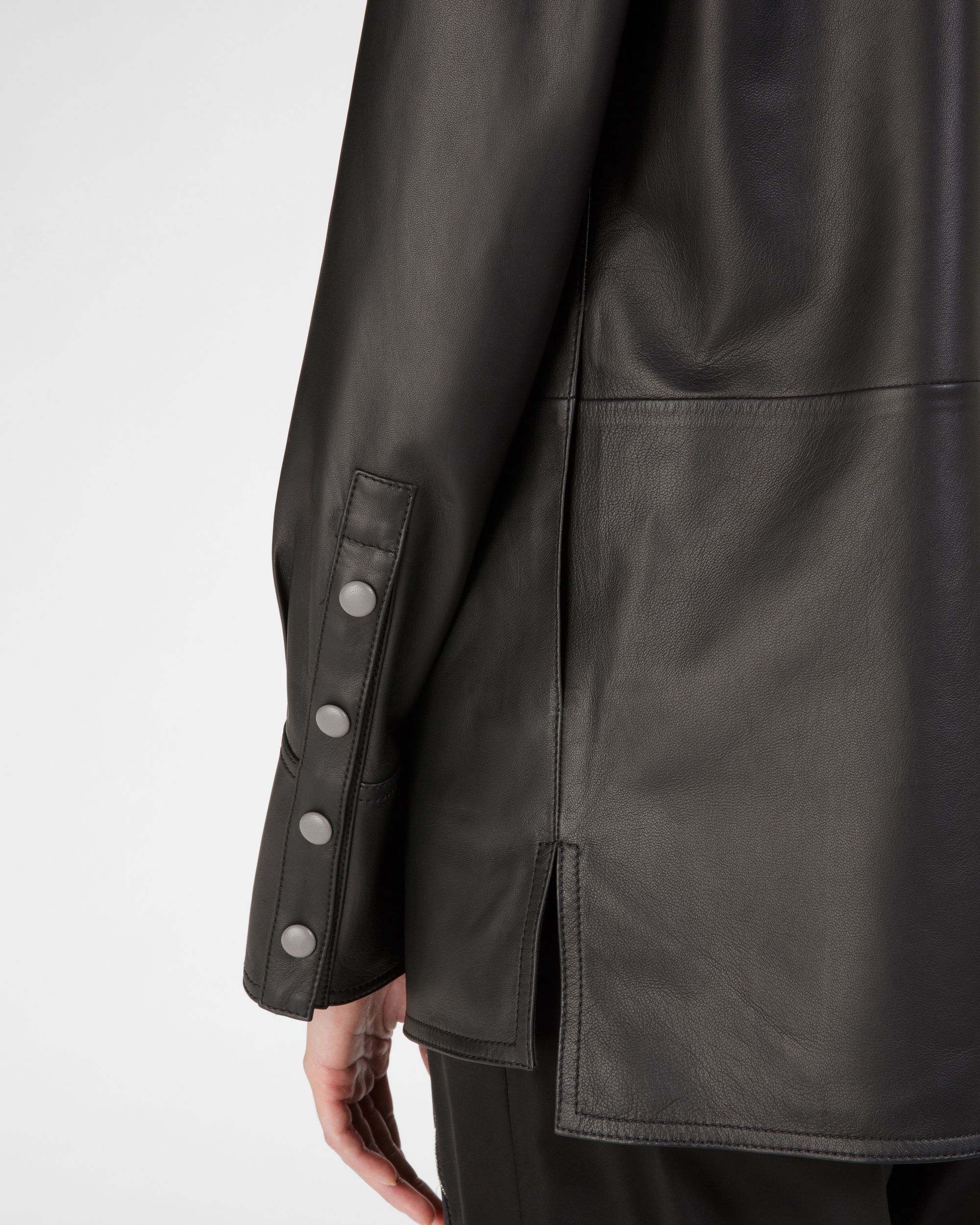 Leather Shirt In Black - Women's - Bally - 02