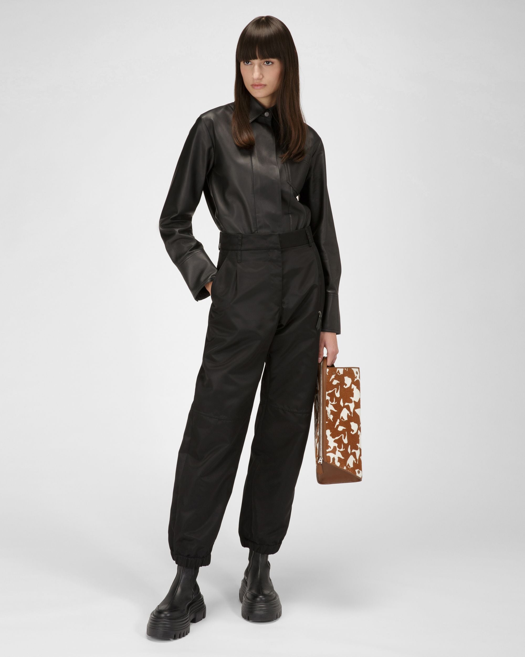 Leather Shirt In Black - Women's - Bally - 05