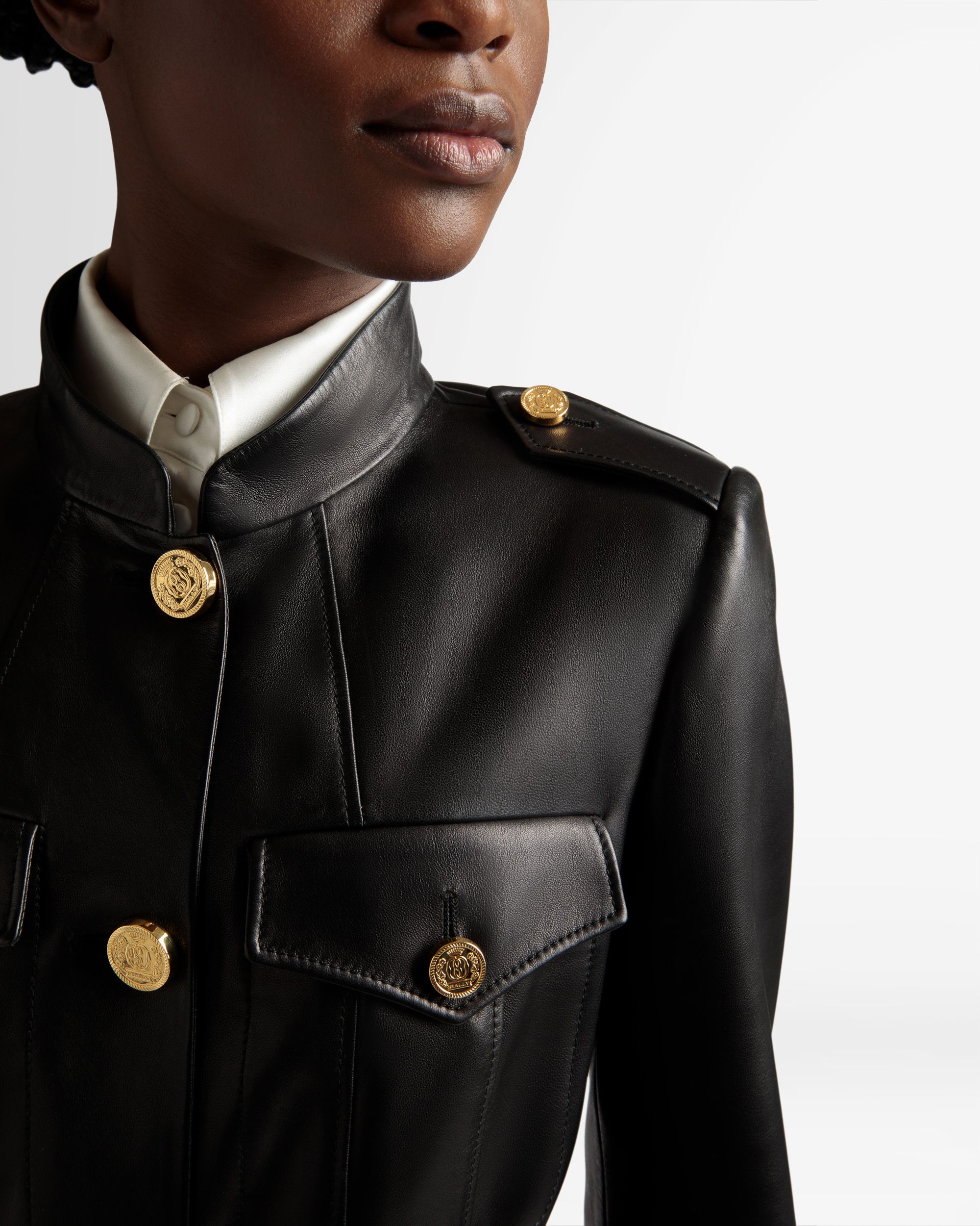 Belted Jacket In Black Leather - Women's - Bally - 04