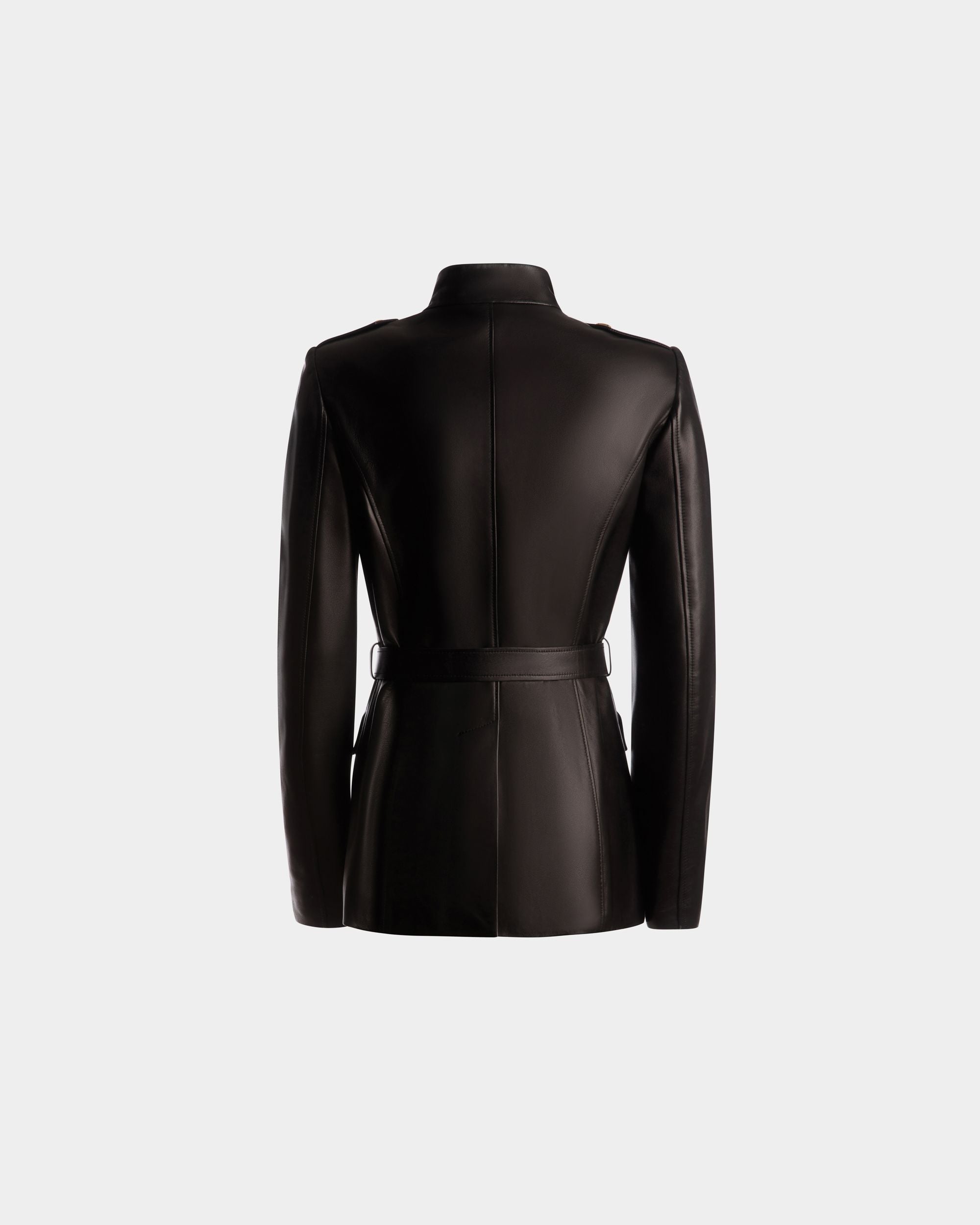 Belted Jacket In Black Leather - Women's - Bally - 07