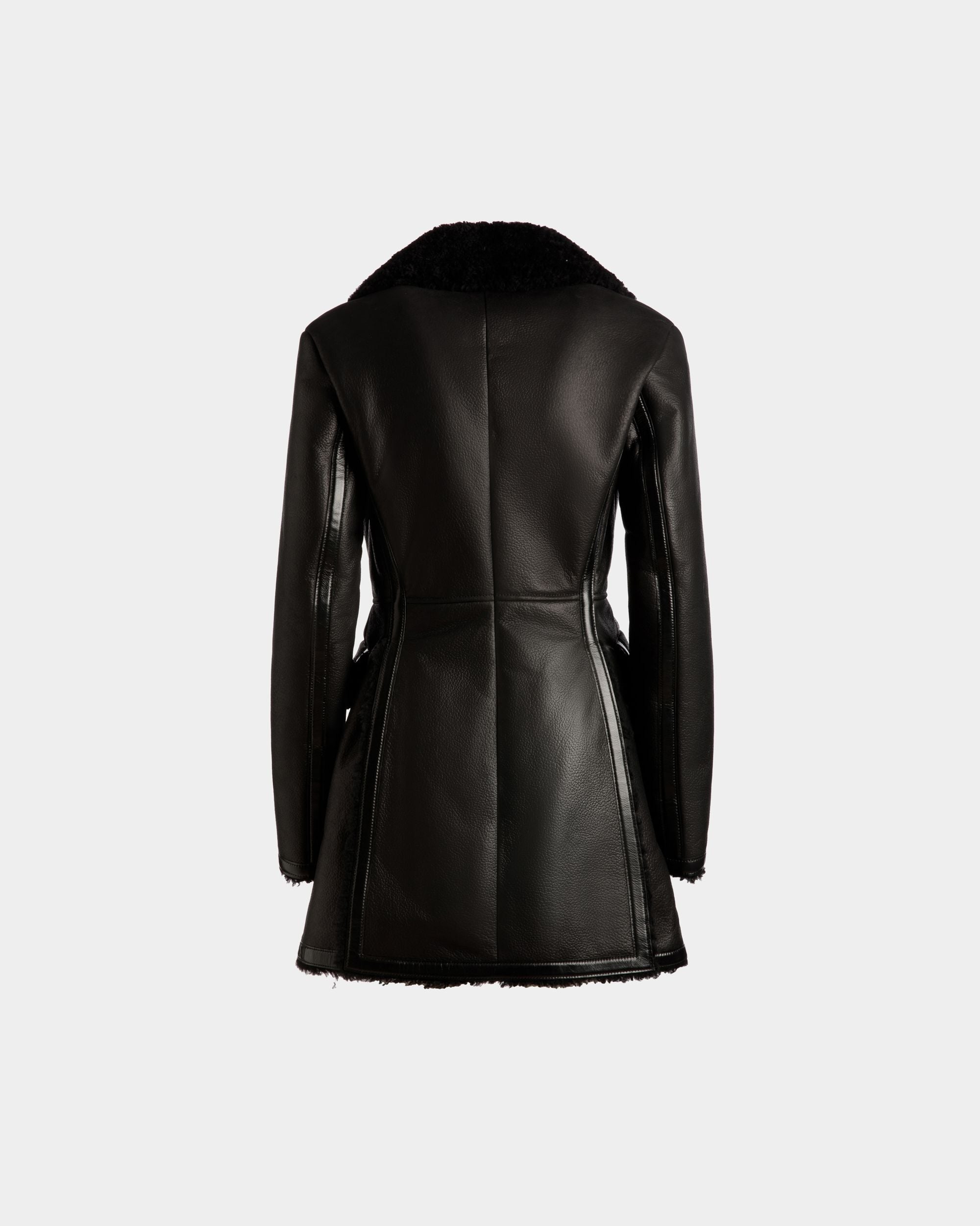 Wool-lined Coat In Black Leather - Women's - Bally - 07