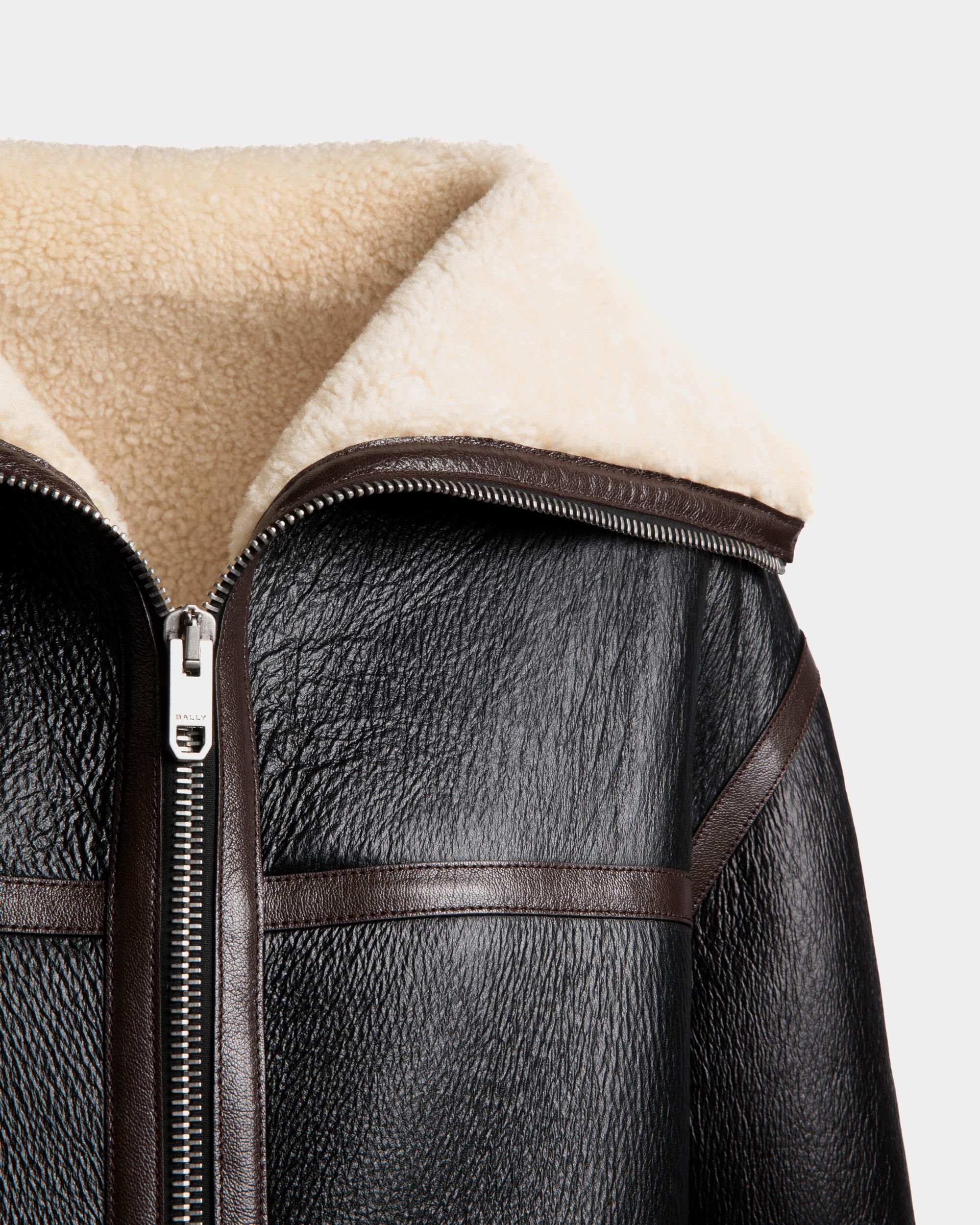 Shearling Lined Jacket In Black Leather - Women's - Bally - 02