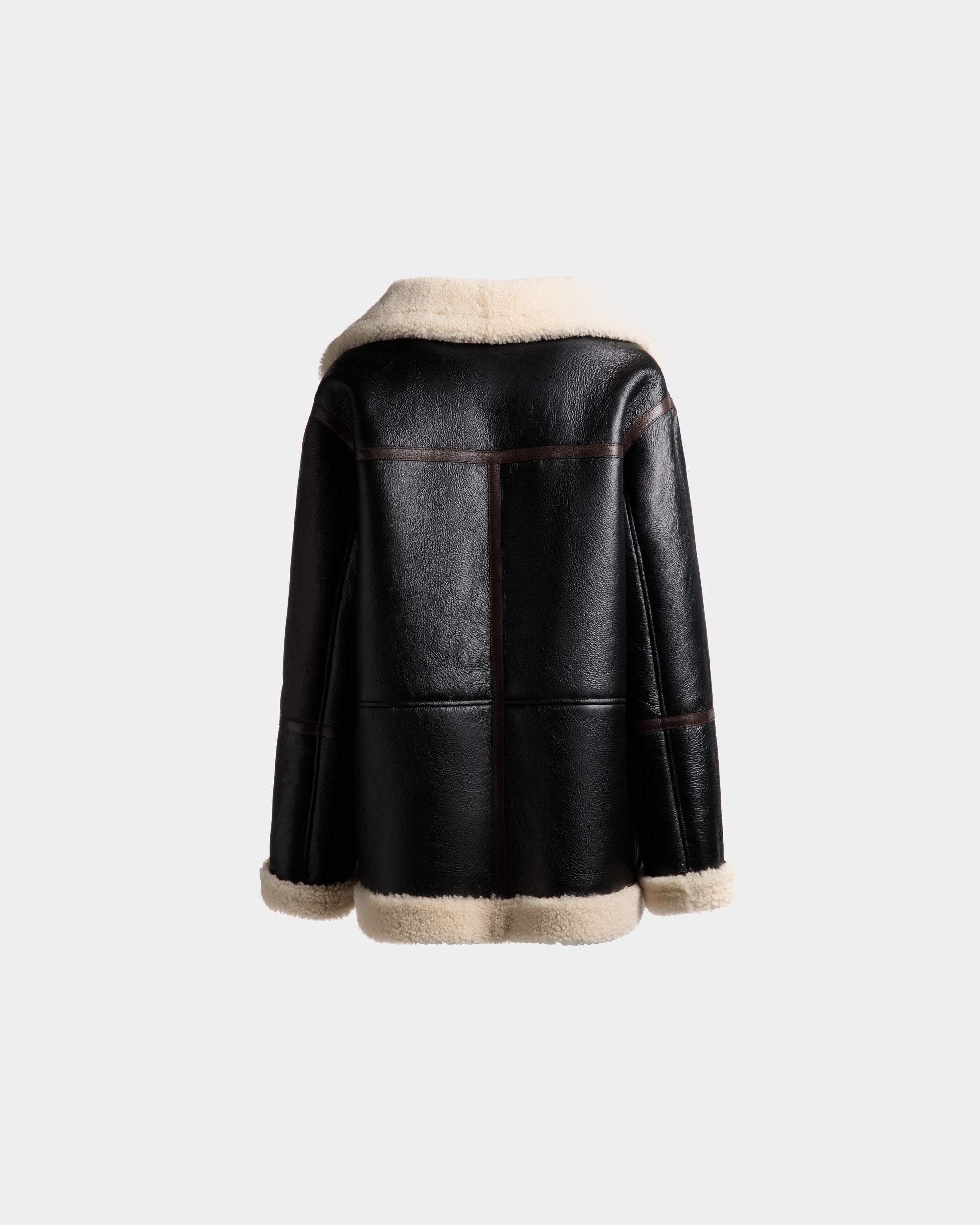 Shearling Lined Jacket In Black Leather - Women's - Bally - 03