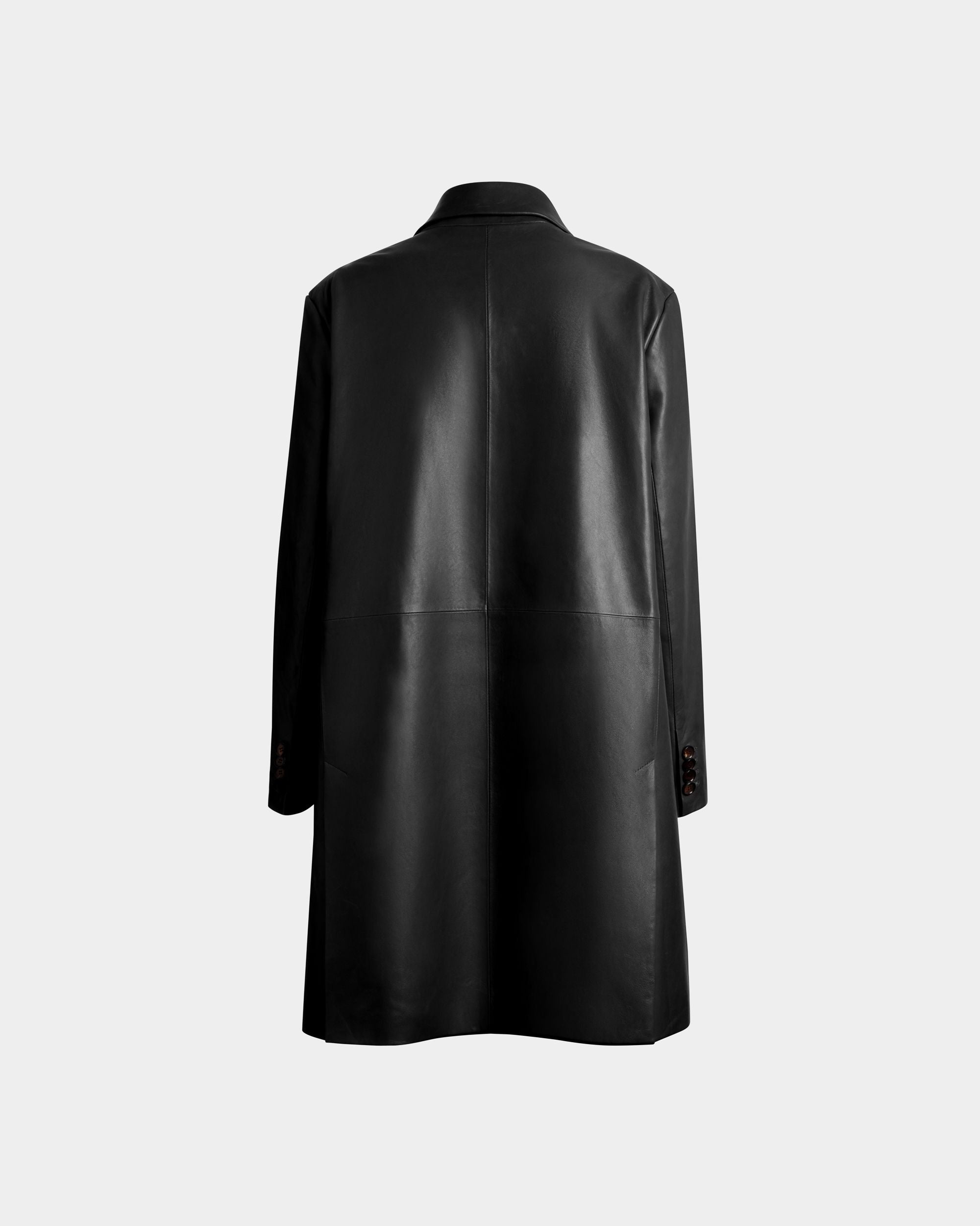 Single-Breasted Midi Coat In Black Leather - Women's - Bally - 03