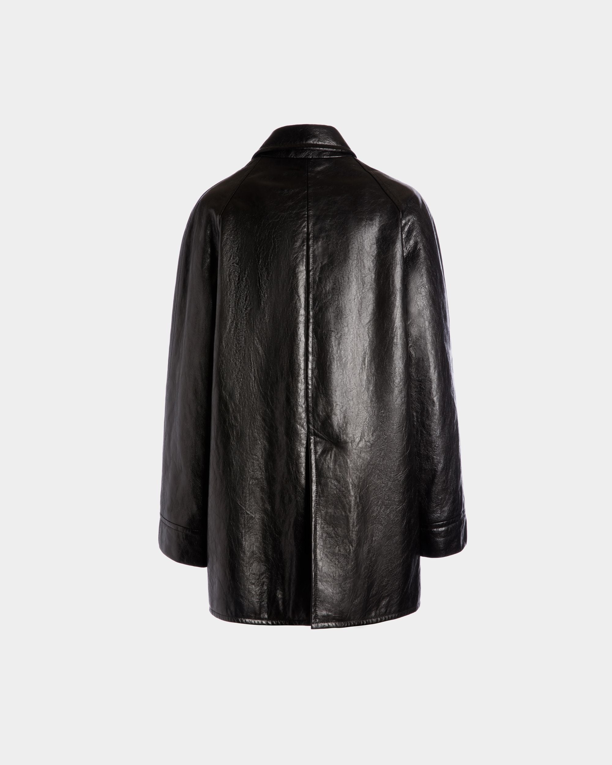Double-Breasted Midi Coat In Black Leather - Women's - Bally - 07