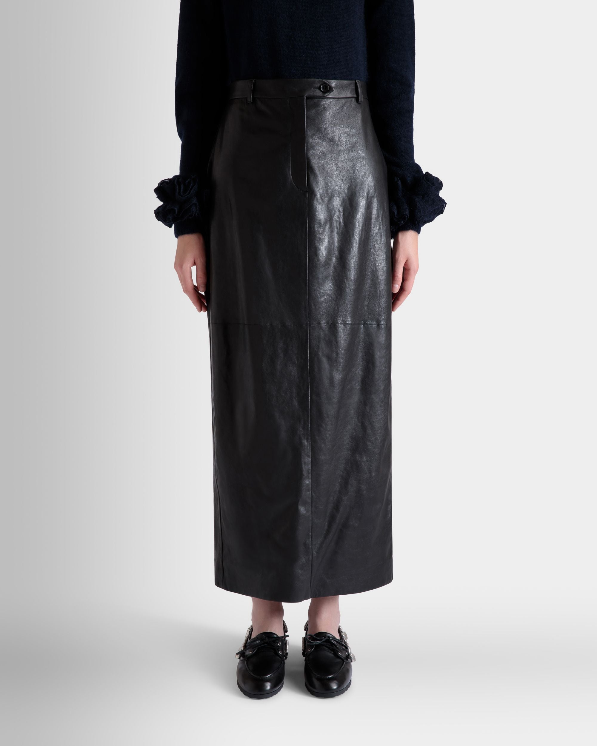 Long Skirt In Black Leather - Women's - Bally - 03