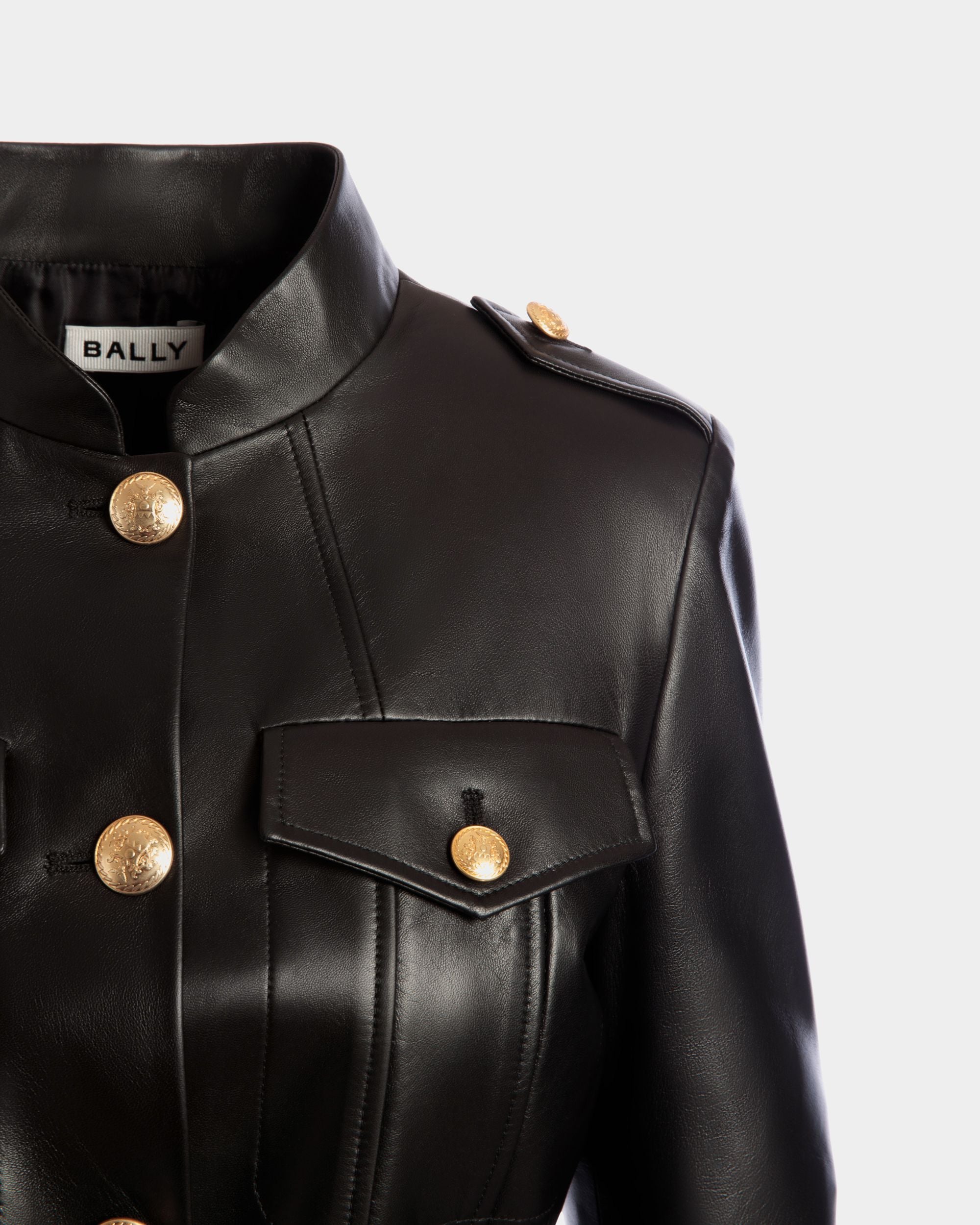 Belted Jacket In Black Leather - Women's - Bally - 02