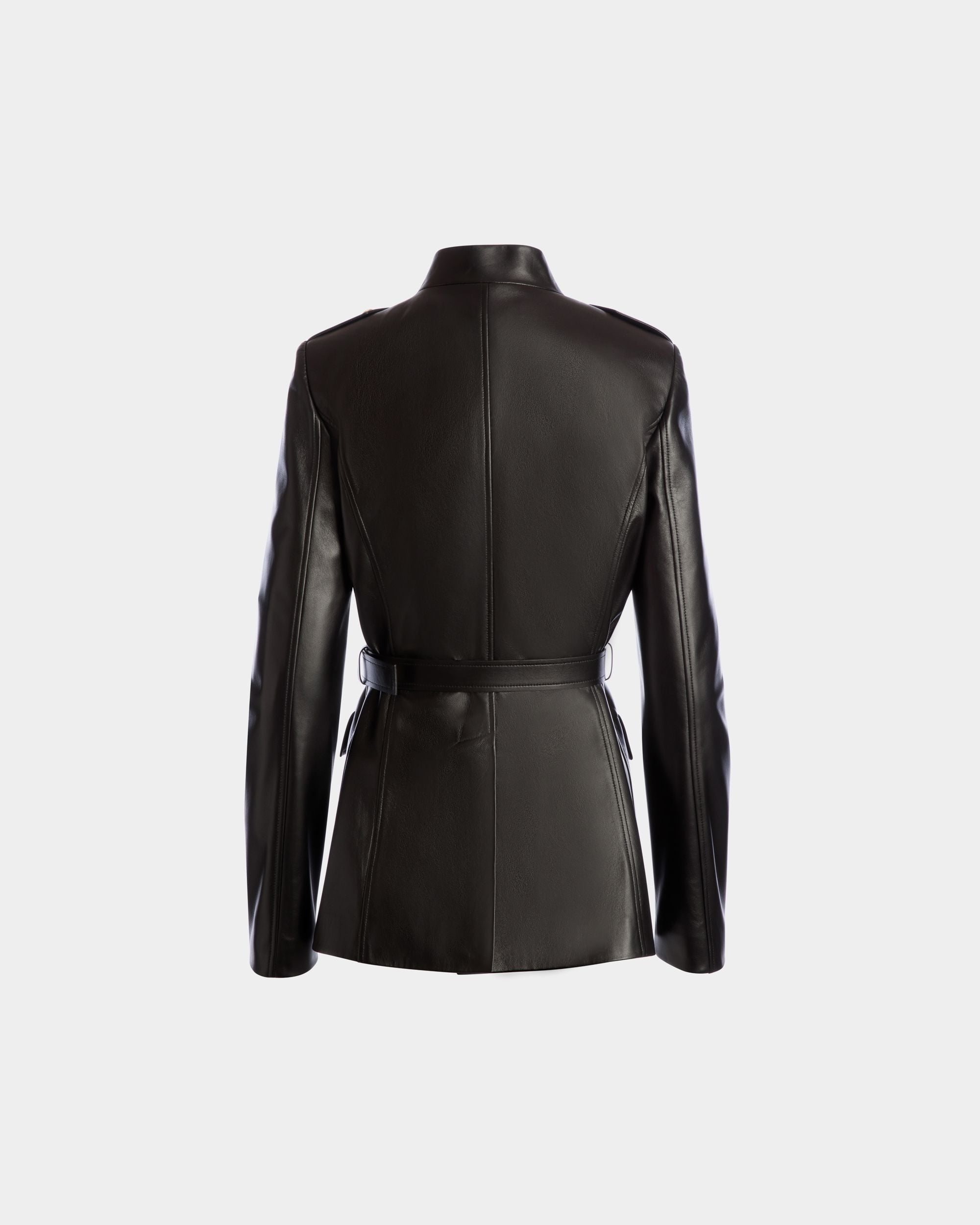 Belted Jacket In Black Leather - Women's - Bally - 03