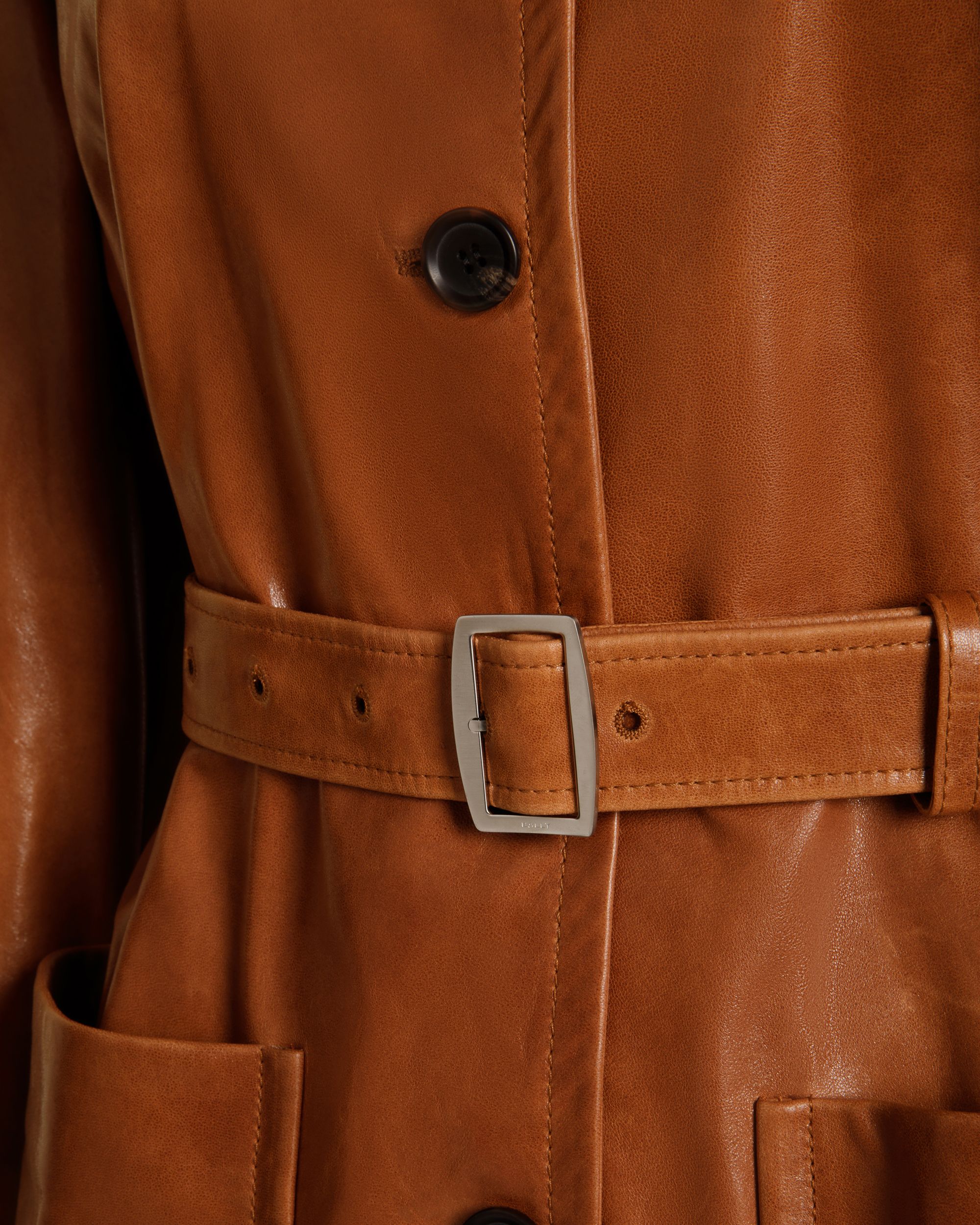 Belted Jacket in Brown Leather - Women's - Bally - 04