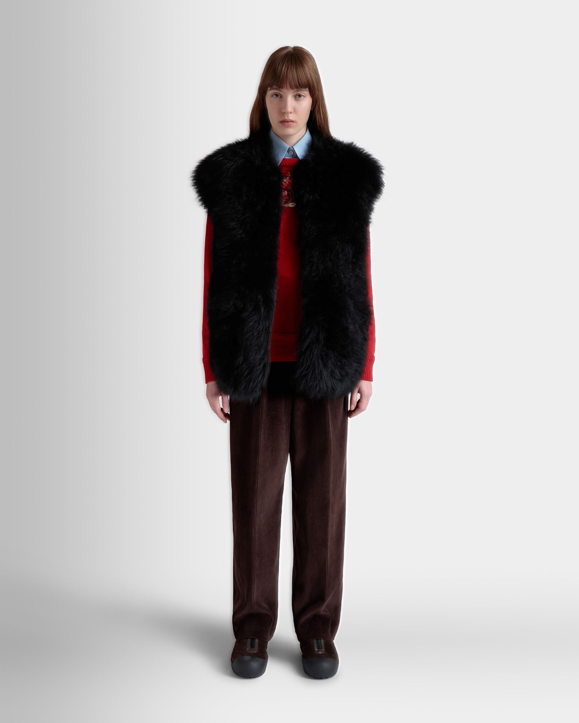 Winter Capsule Vest in Black Shearling - Women's - Bally - 02