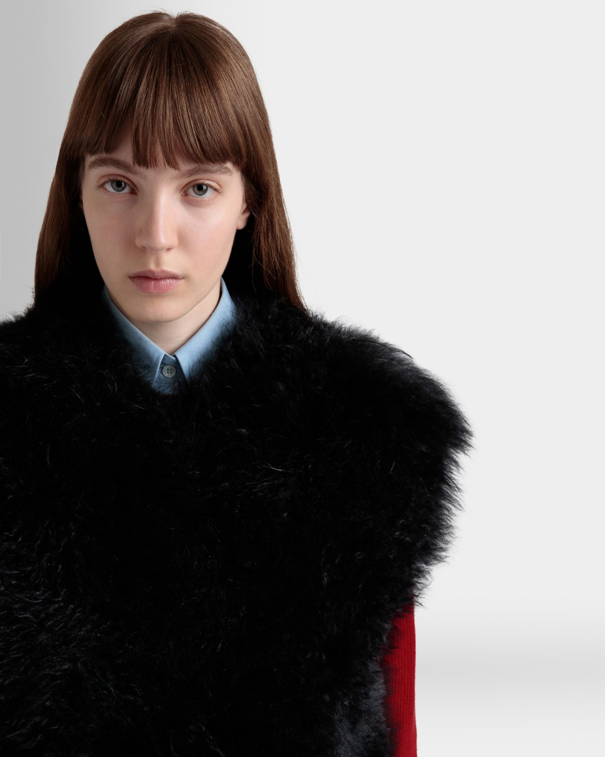 Winter Capsule Vest in Black Shearling - Women's - Bally - 03