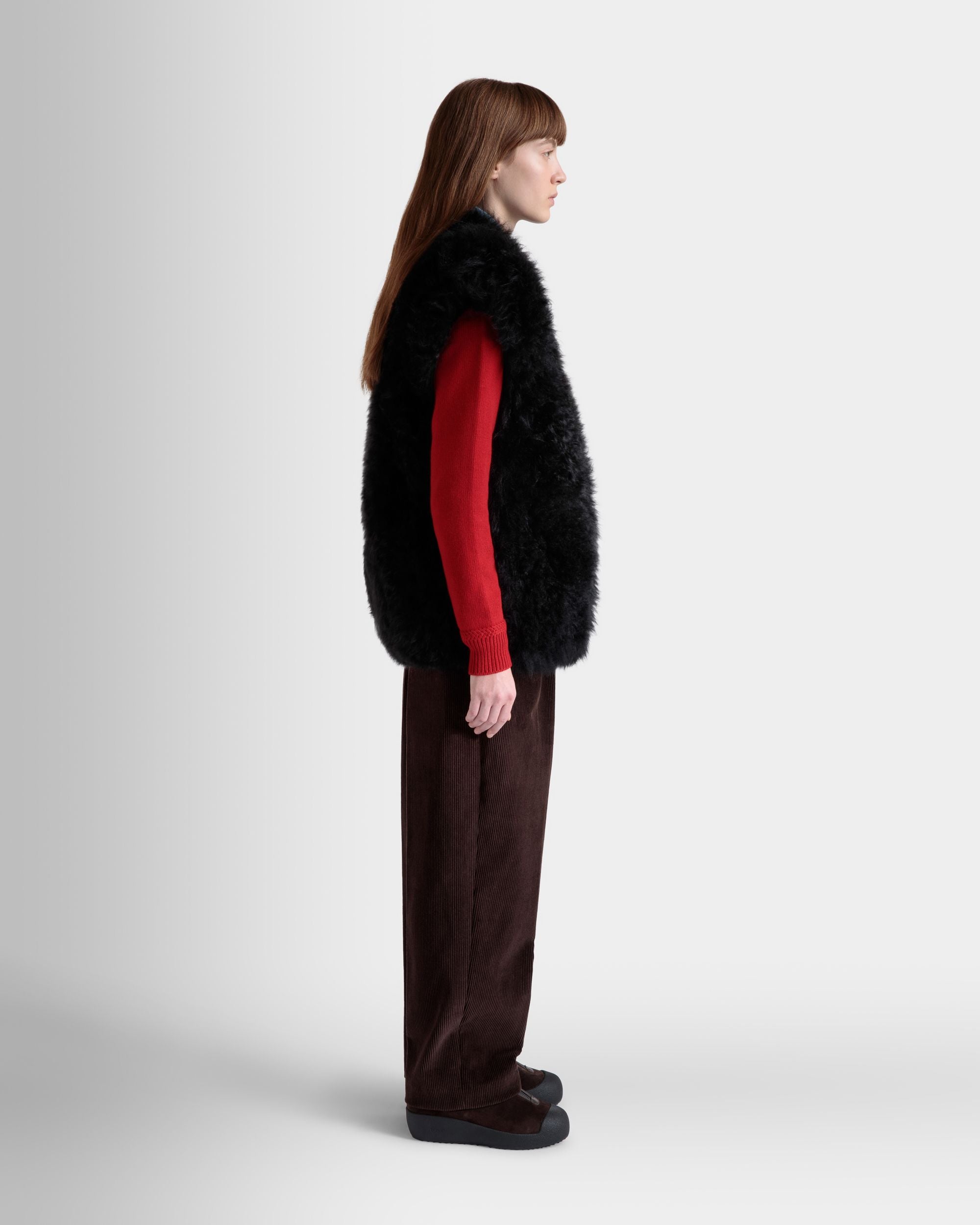 Winter Capsule Vest in Black Shearling - Women's - Bally - 05