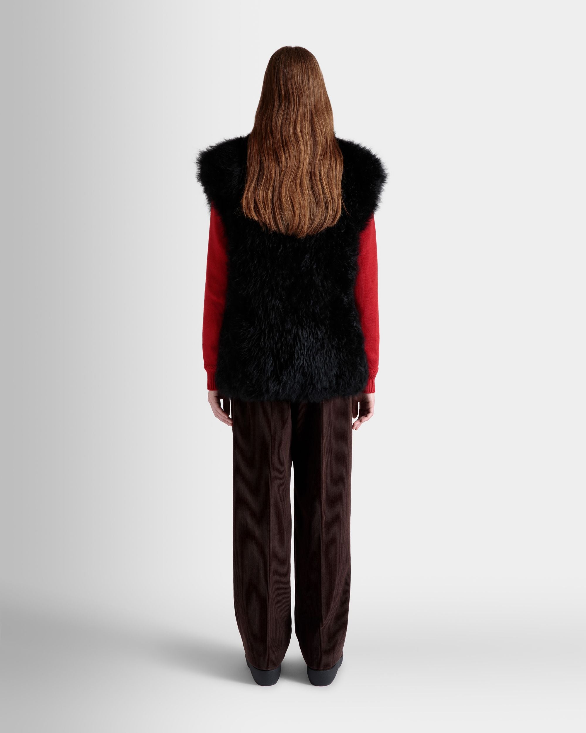 Winter Capsule Vest in Black Shearling - Women's - Bally - 06