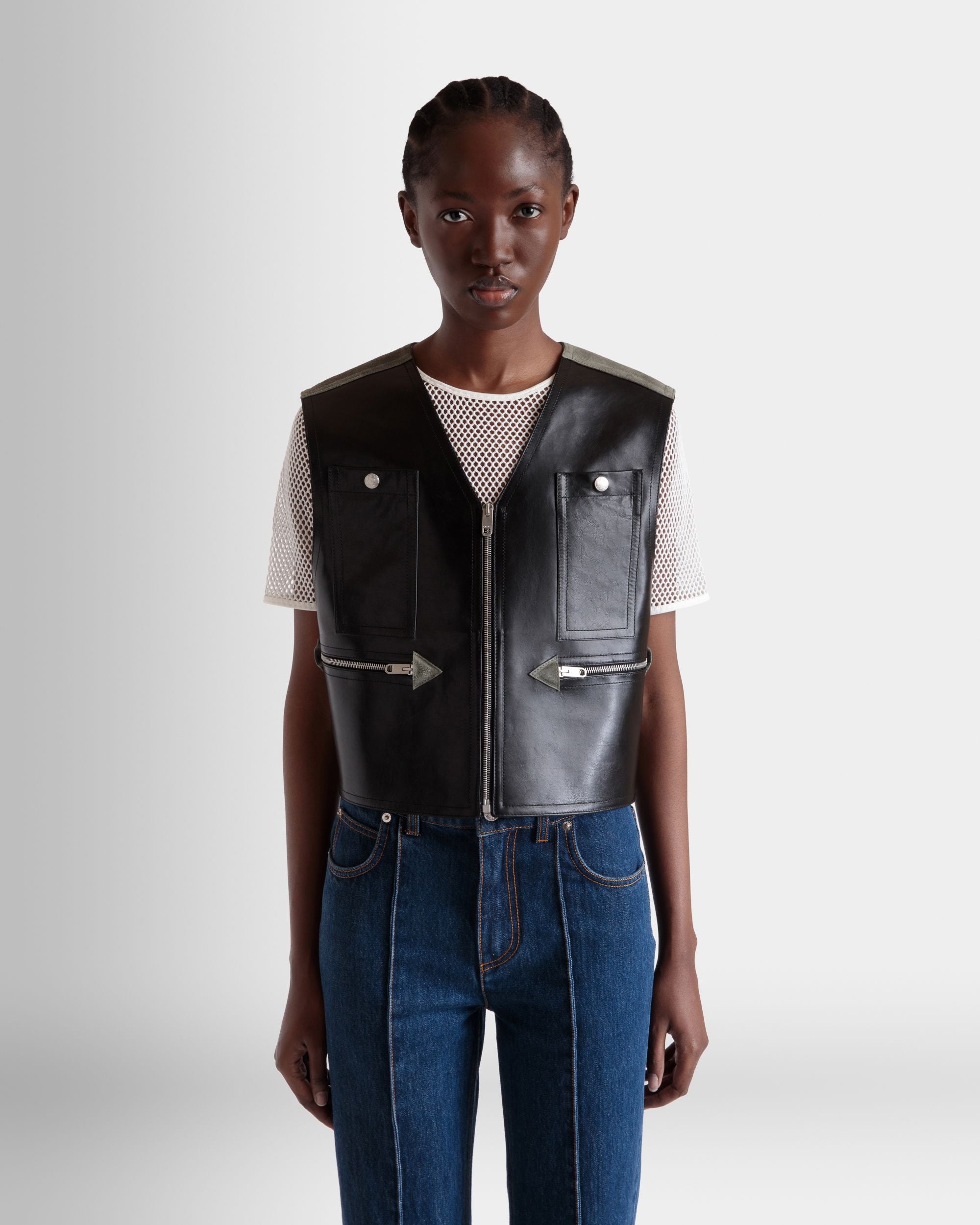 Vest in Black Leather - Women's - Bally - 08