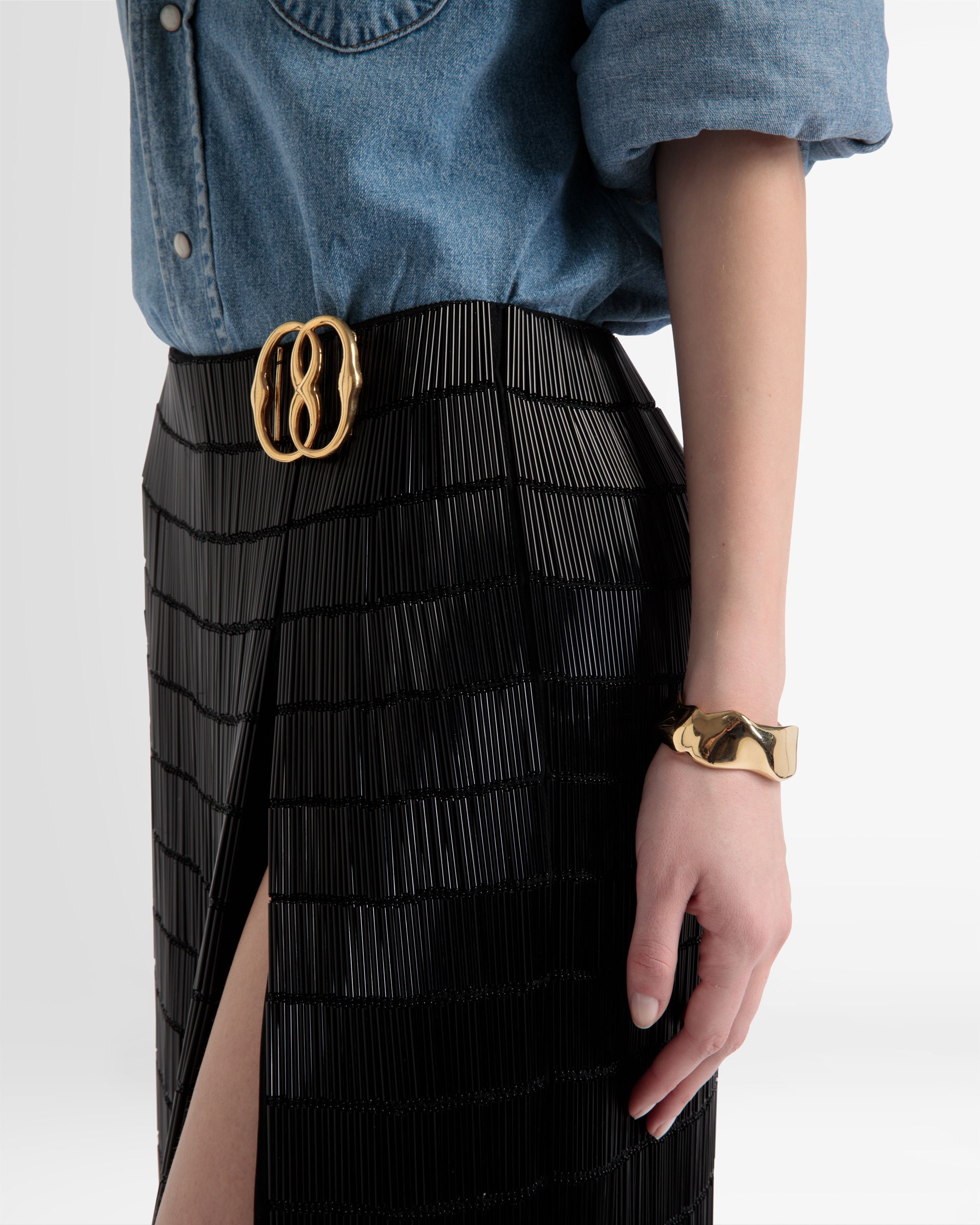 Chunky Cuff Bangle In Yellow-Gold - Women's - Bally - 02
