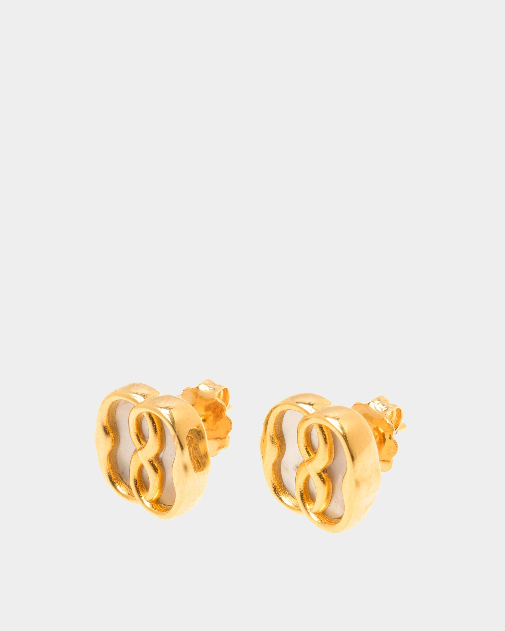 Emblem Studs in Gold-tone Eco Brass and Mother of Pearl - Women's - Bally - 01