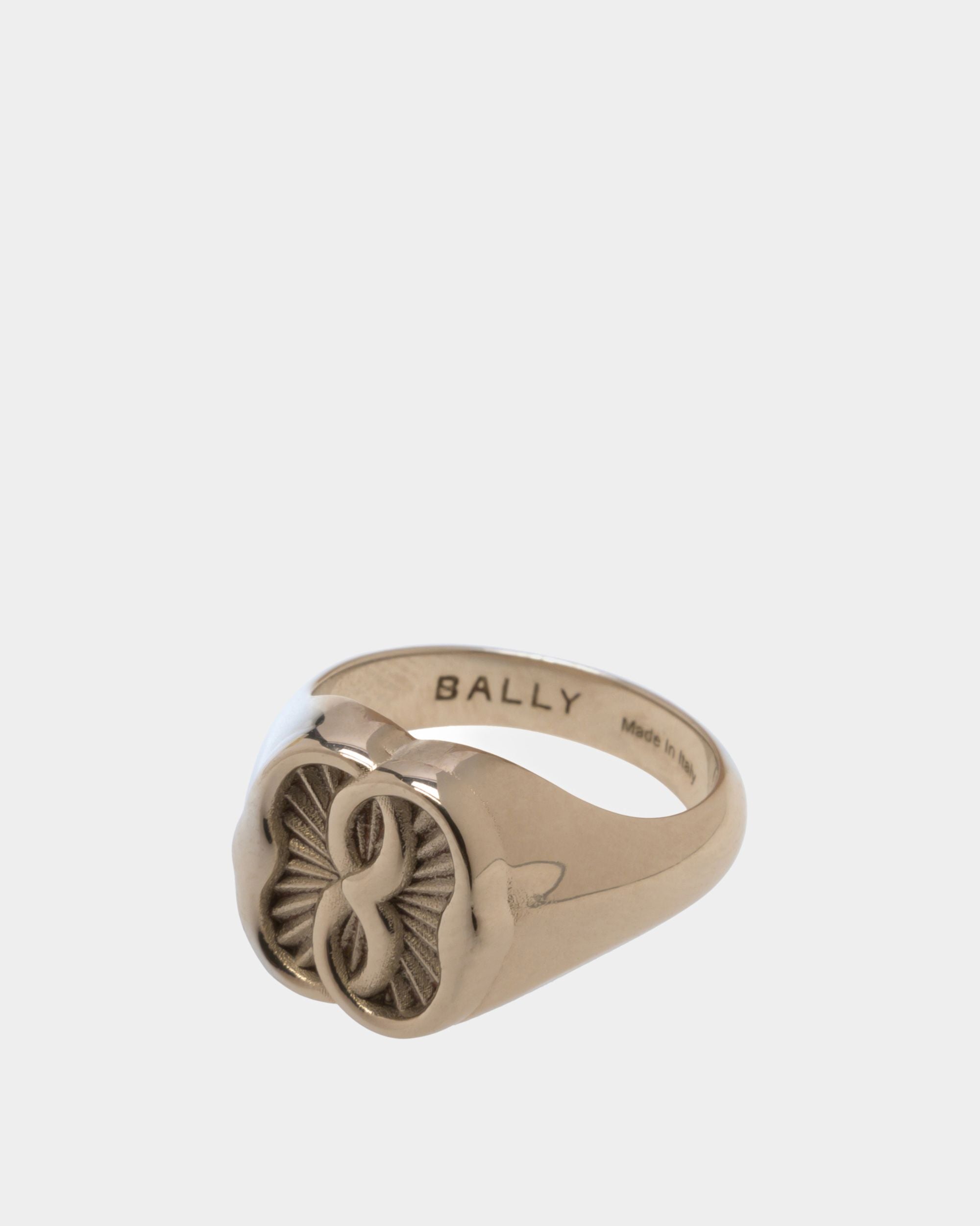 Emblem Ring In Silver Eco Brass - Women's - Bally - 01