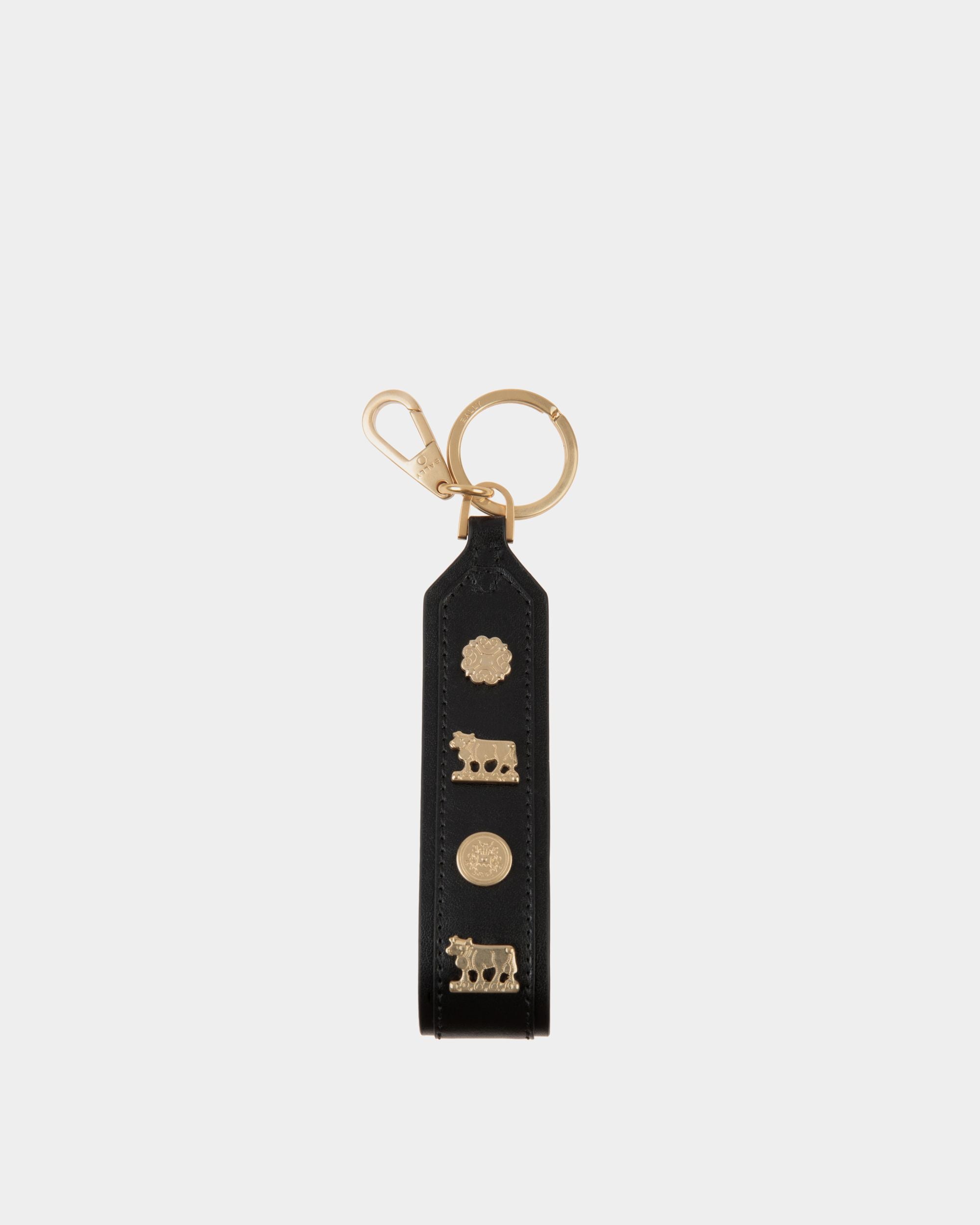 Swissness Keychain With Studs In Black Leather - Women's - Bally - 01