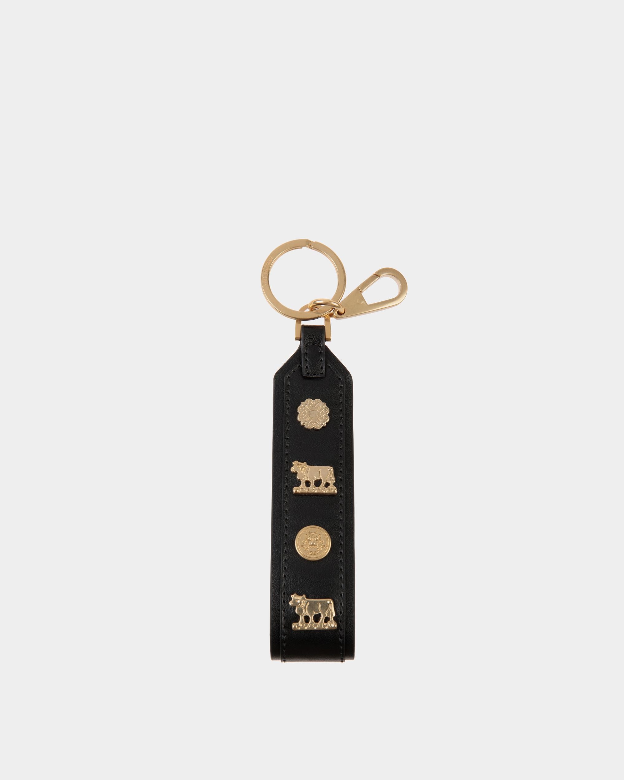Swissness Keychain With Studs In Black Leather - Women's - Bally - 02