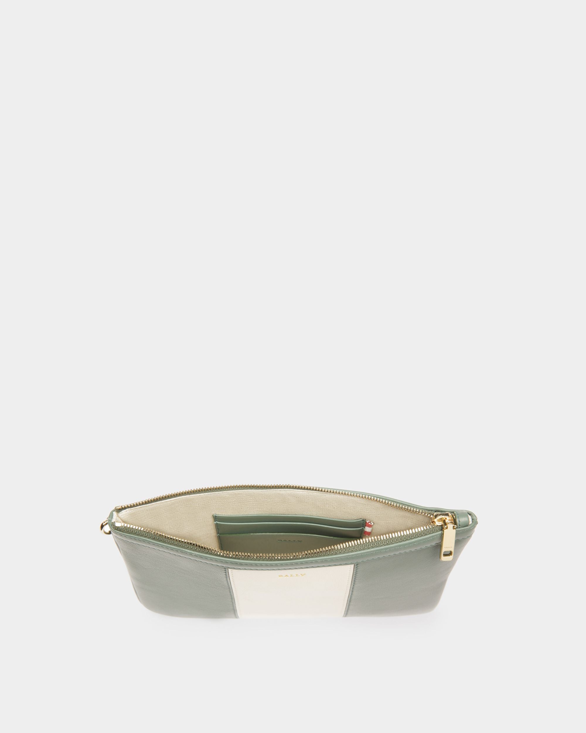 Cabana Wristlet in Green and White Leather - Women's - Bally - 03