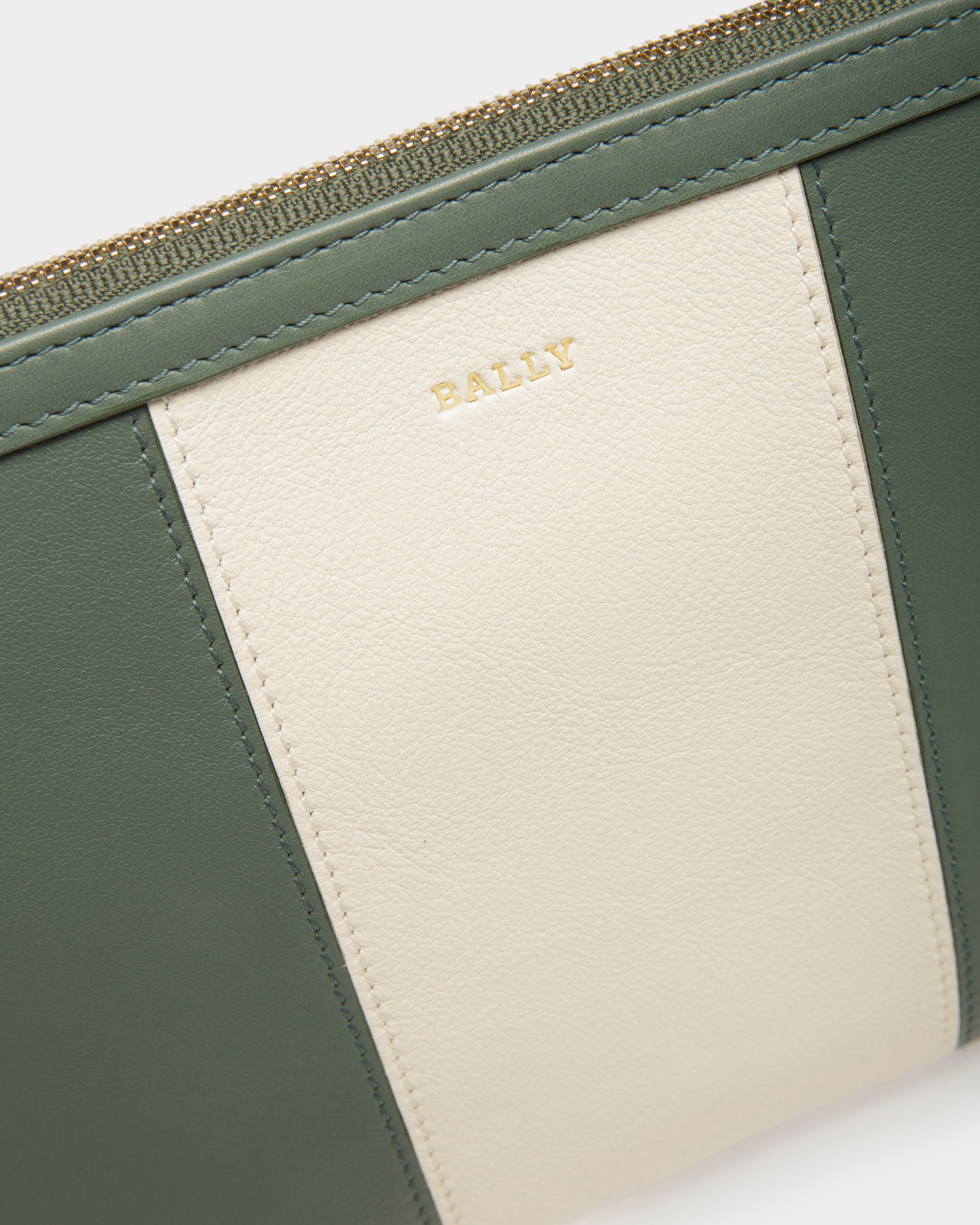 Cabana Wristlet in Green and White Leather - Women's - Bally - 04